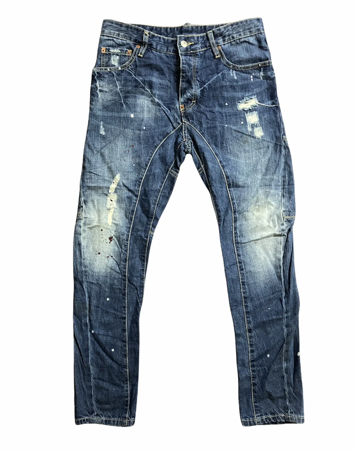 Dsquared2 Paint Splatter Skinny Distressed Denim