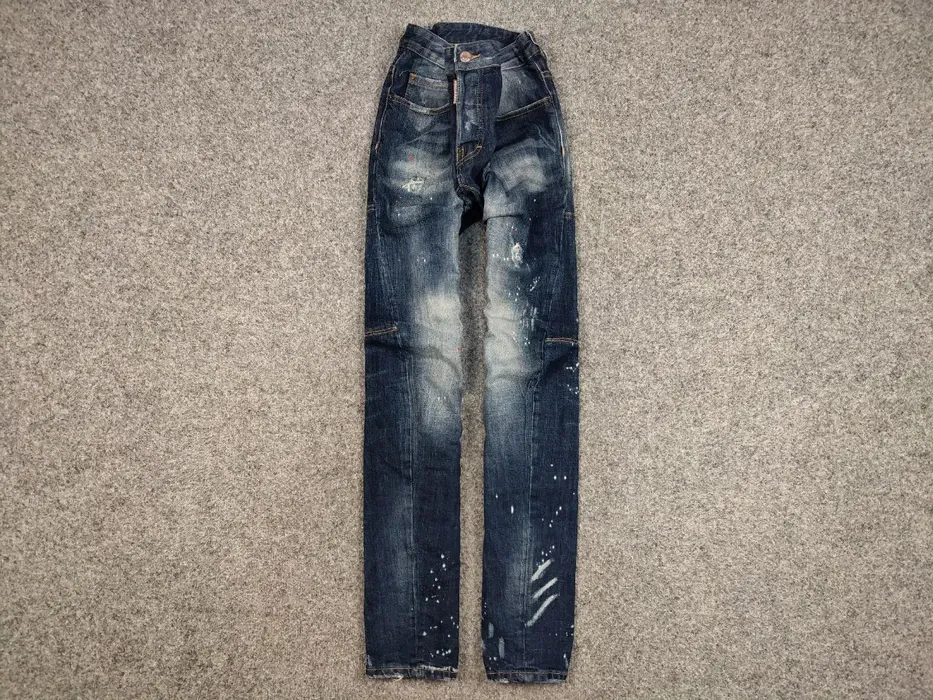 Authentic Dsquared2 Asymmetric Jeans Distressed Blue Denim