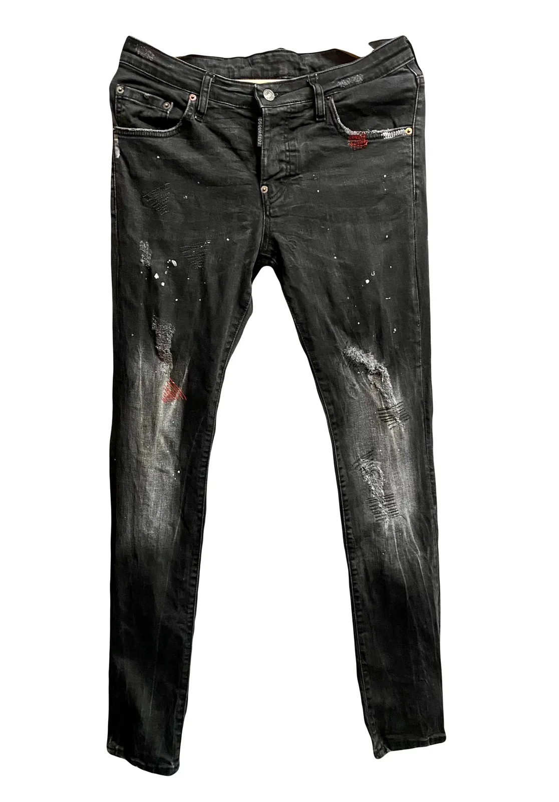 Dsquared2 black & red punk used skinny jeans 46 it men