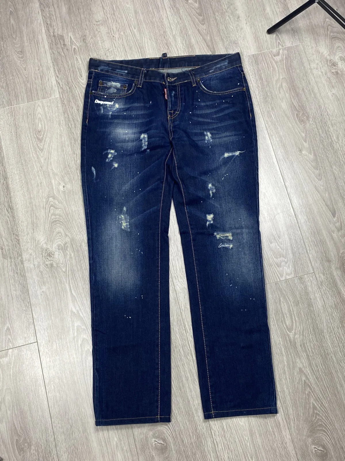 Dsquared2 Icon Paint Splatter Distressed Skater Denim Jeans