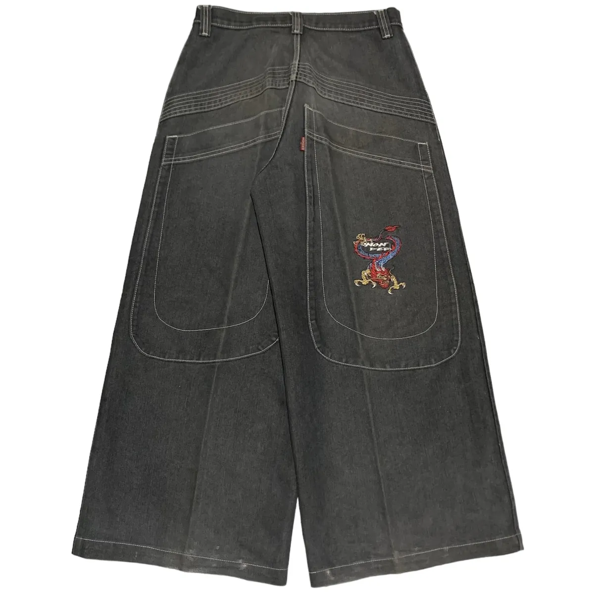🔥Sick🔥 Y2K Style Baggy Pants Dragon Embroidery