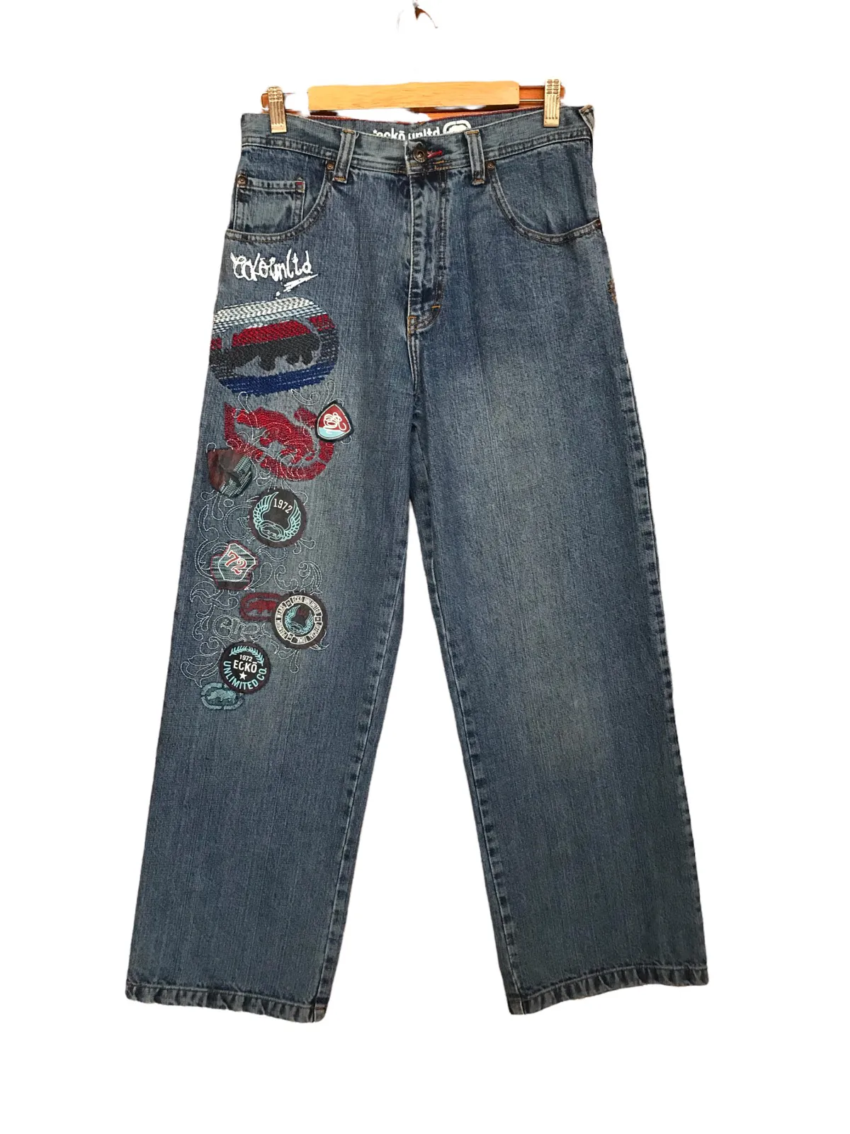 Vintage 90s Ecko Unltd Baggy Denim Jeans Tupac SnoopDog