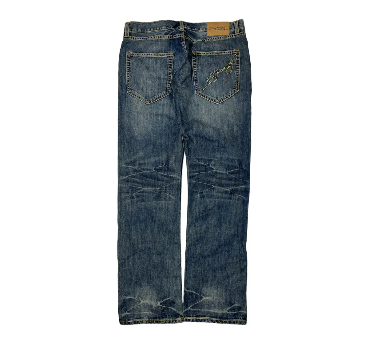 Ed Hardy denim washed jeans embroidered Christian audigier
