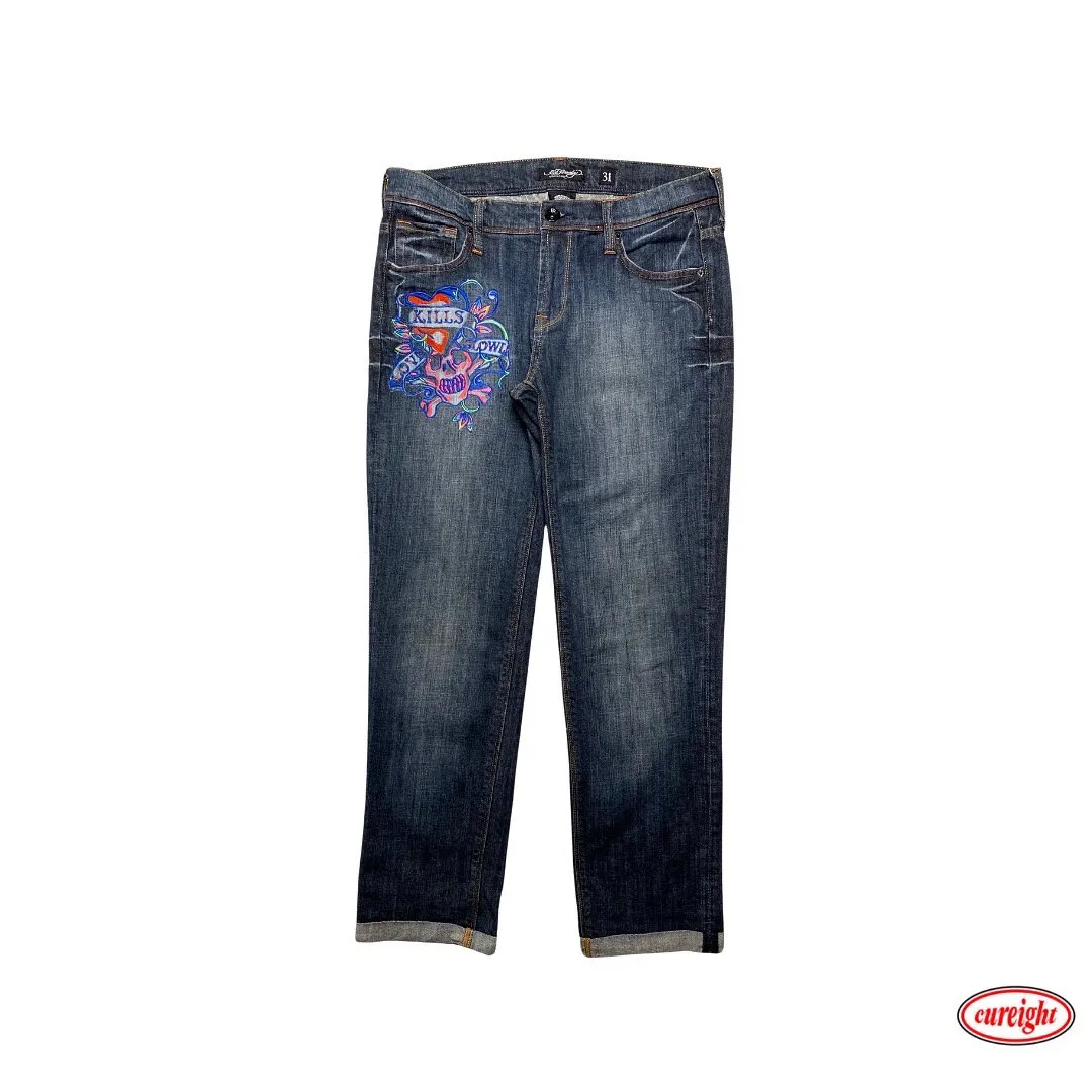 Ed Hardy by Audigier Love Kills Slowly Denim Pants