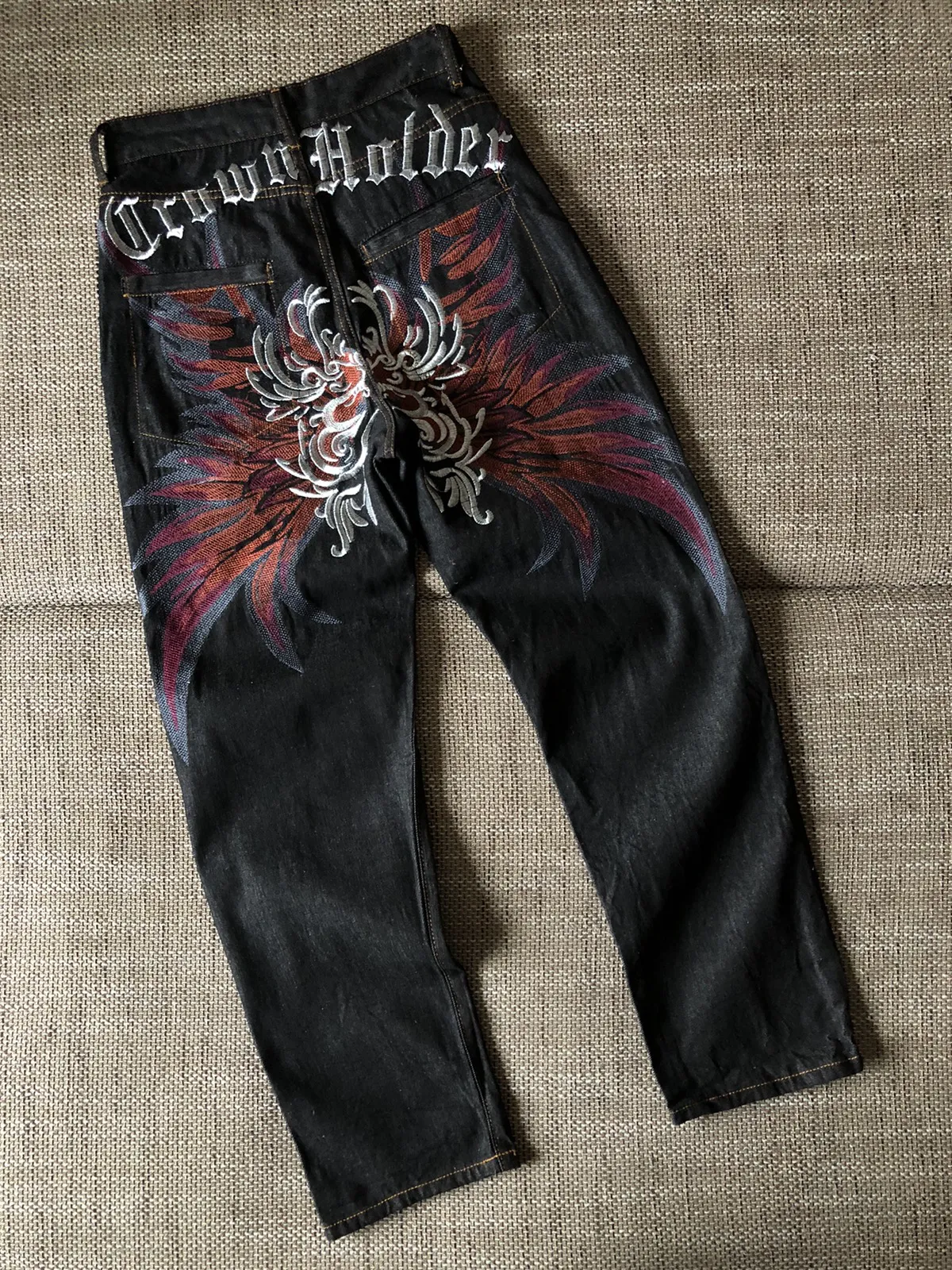 Ed Hardy Style Embroider Logo Jeans Pants Vintage