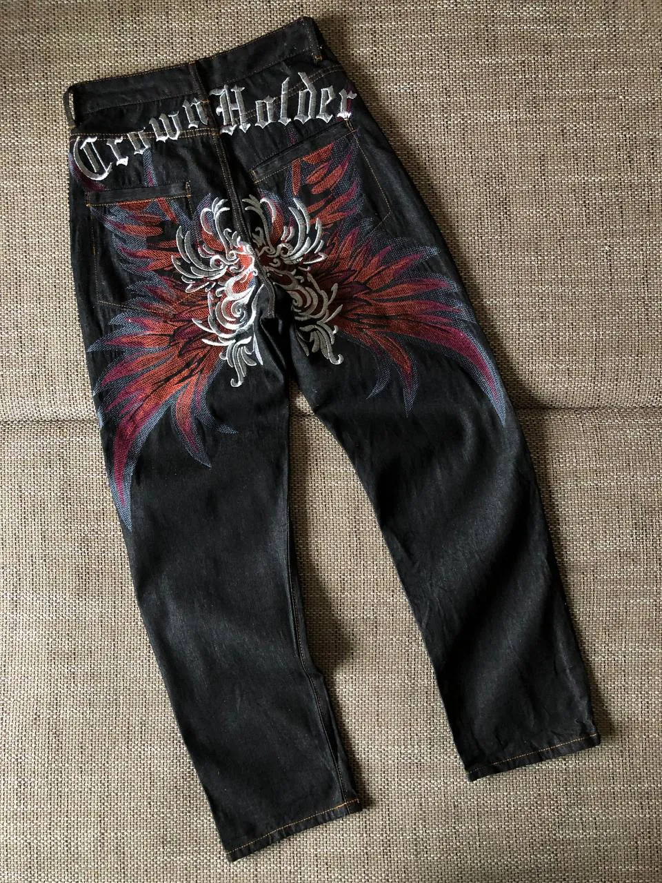 Vintage Ed Hardy Style Embroider Logo Jeans Pants