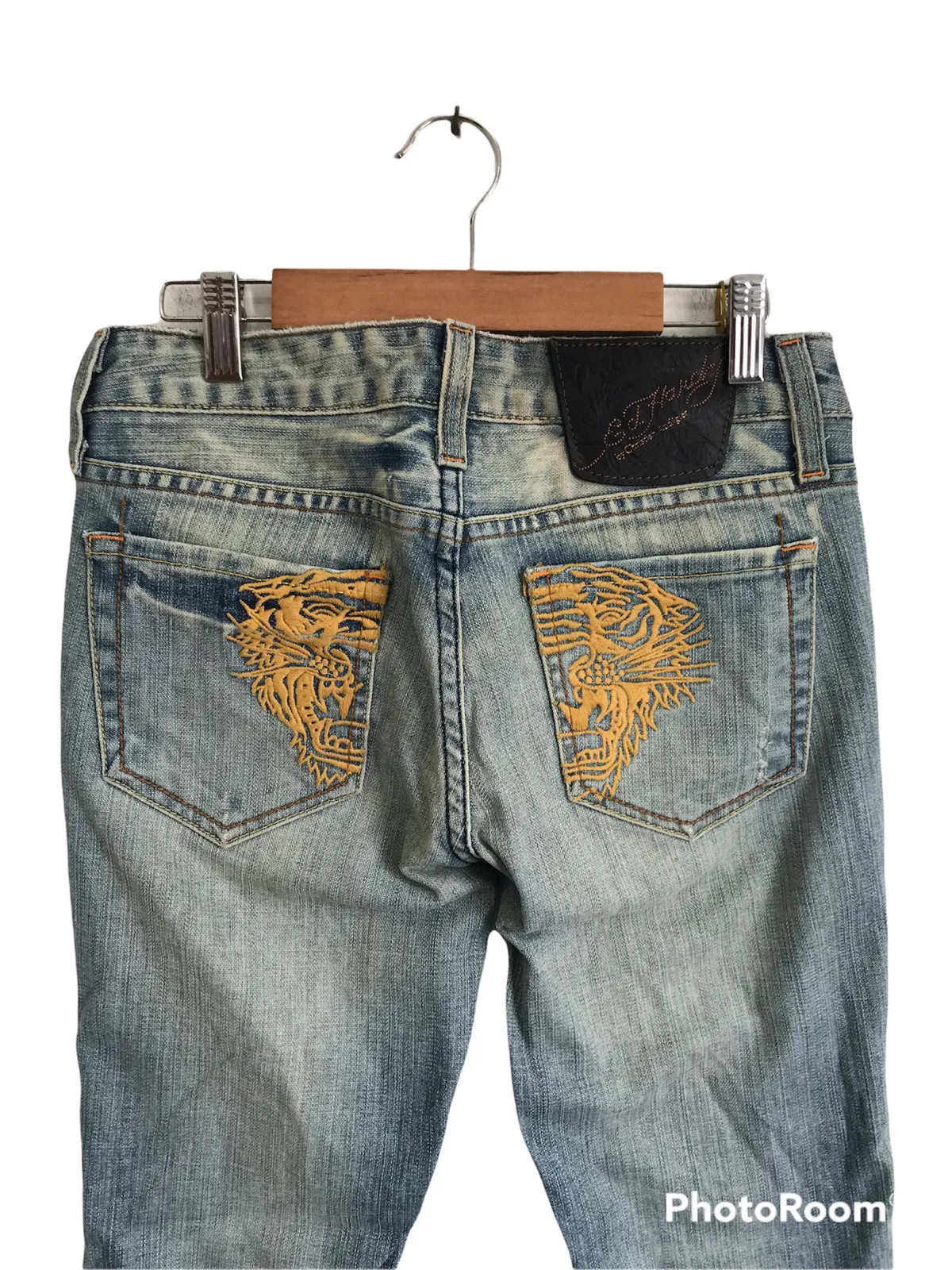 Ed Hardy By Christian Audigier Tiger Embroidered Stonewash