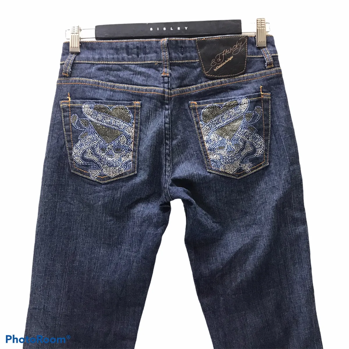 Ed Hardy Denim Jeans Flares Stretch Diamond Stone