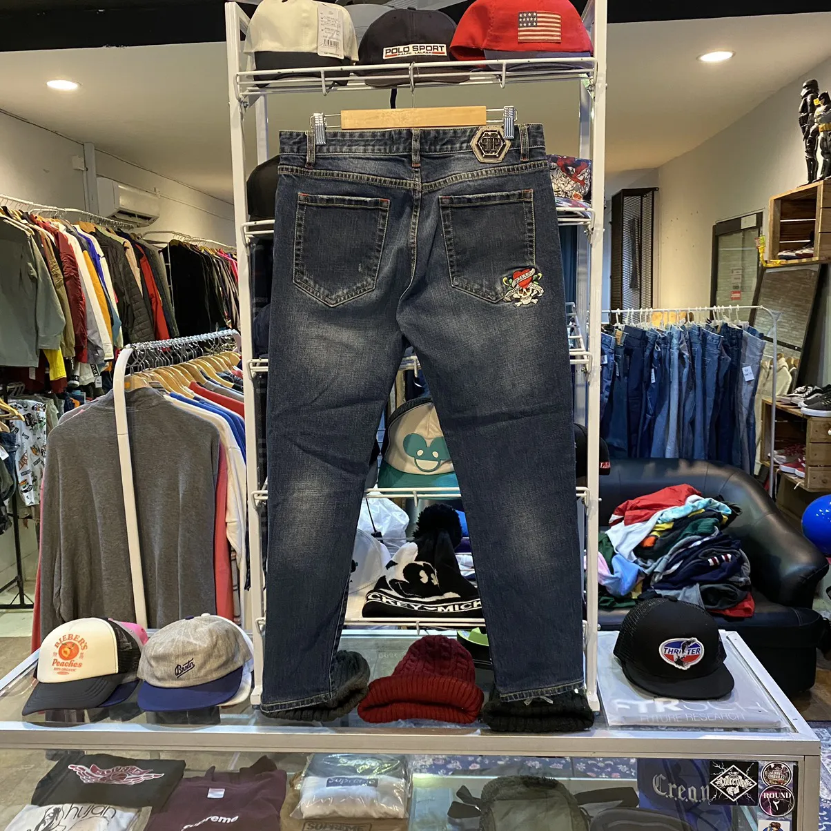 Philipp Plein Patches Ed Hardy Indian Cowboy Boot Cut Jeans