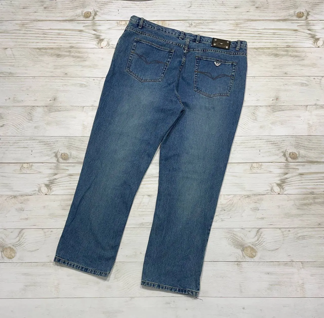 Vintage Emporio Armani Denim Jeans Buggy Size 44 Logo