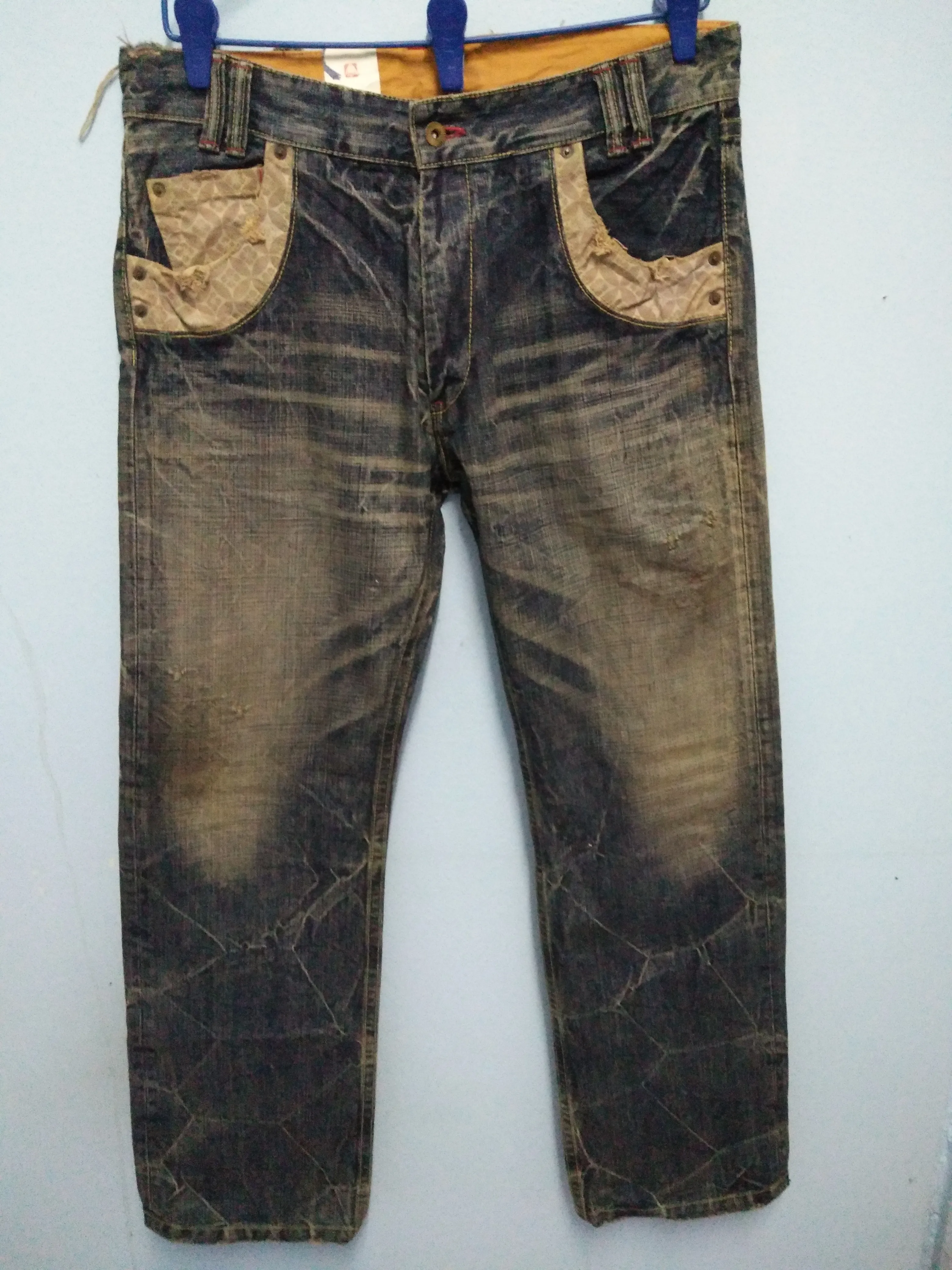 Rare Eternal Monogram Pocket Distressed Jeans Made in Japan