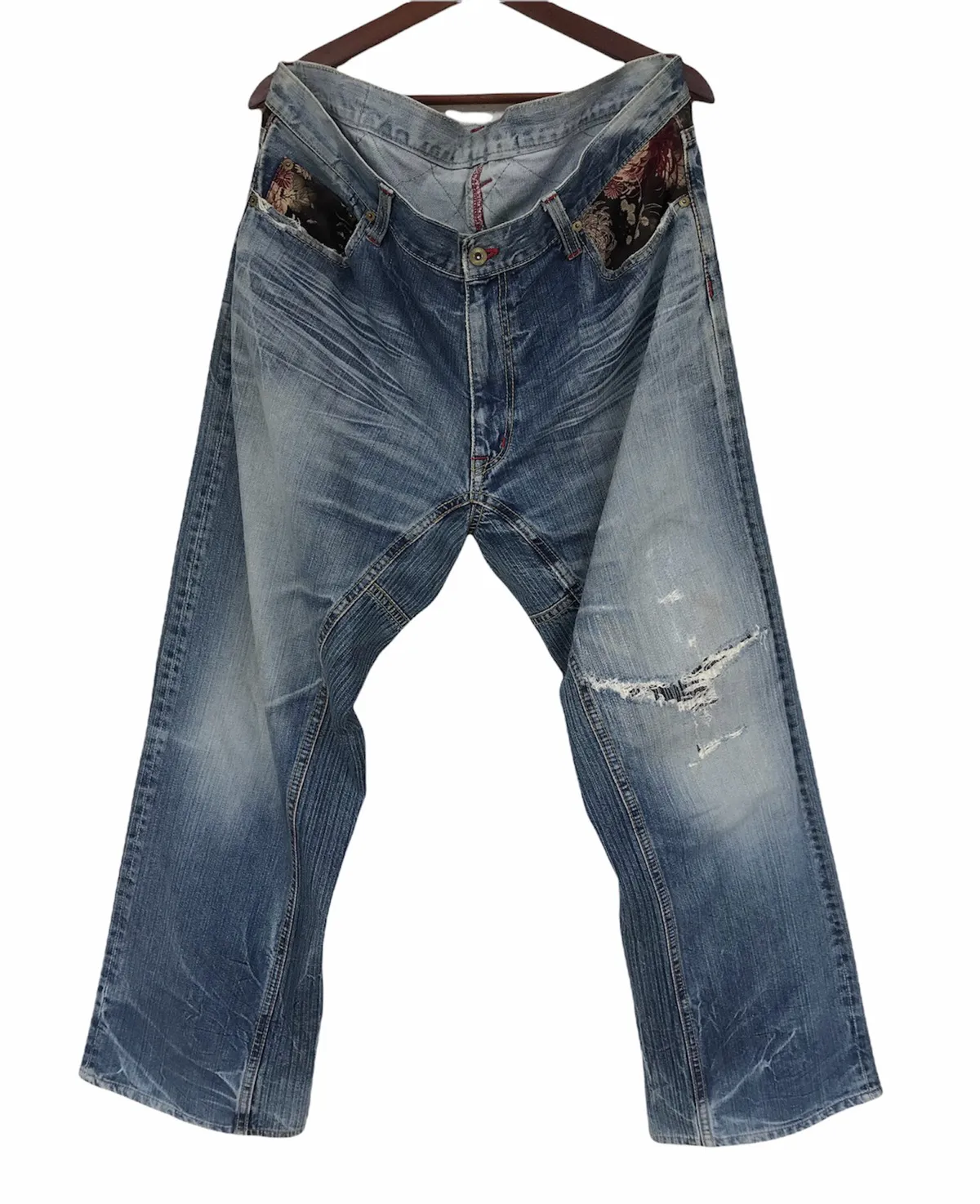 Floral Patchwork Distressed Japan Jeans