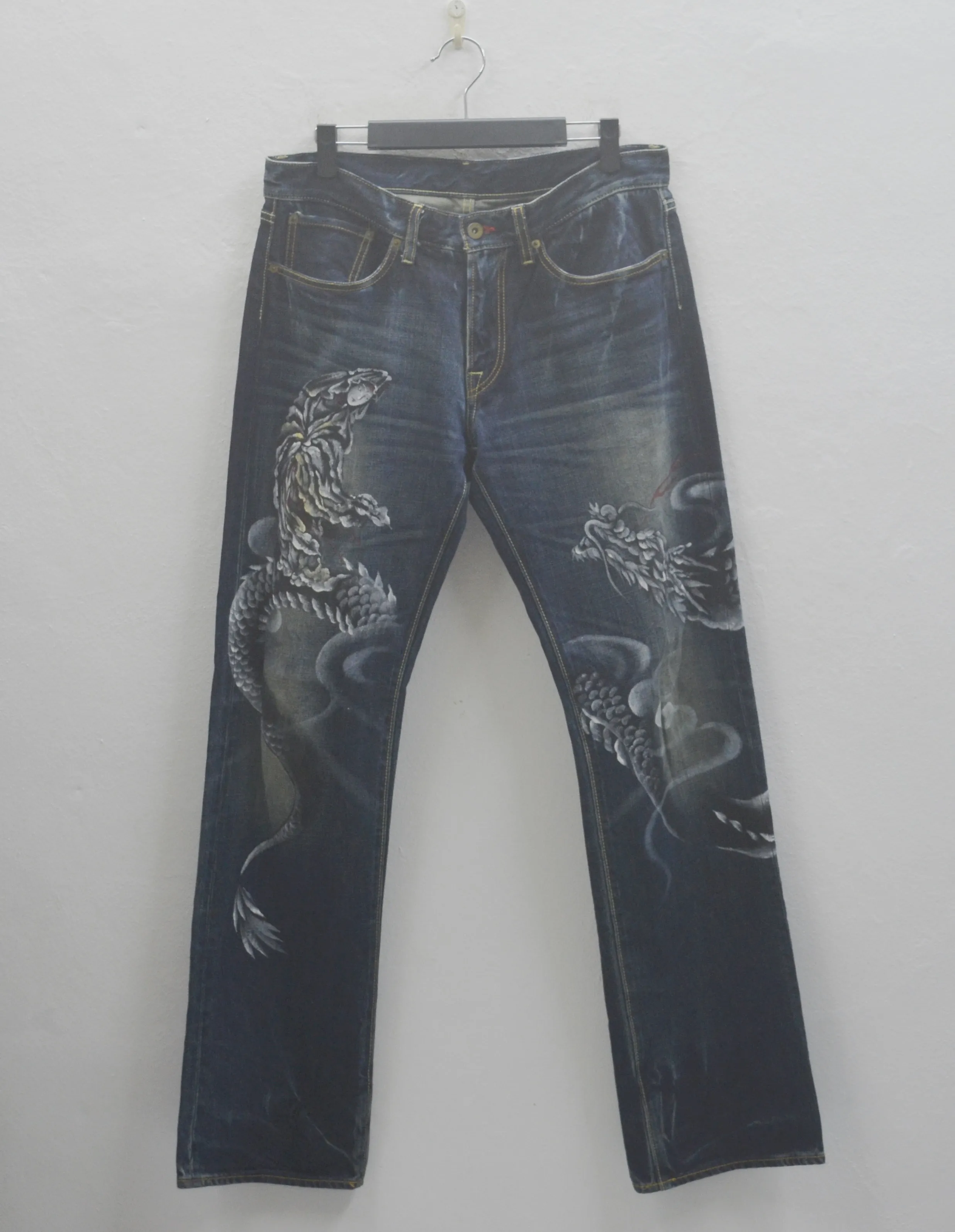 Dragon Art Print Jeans