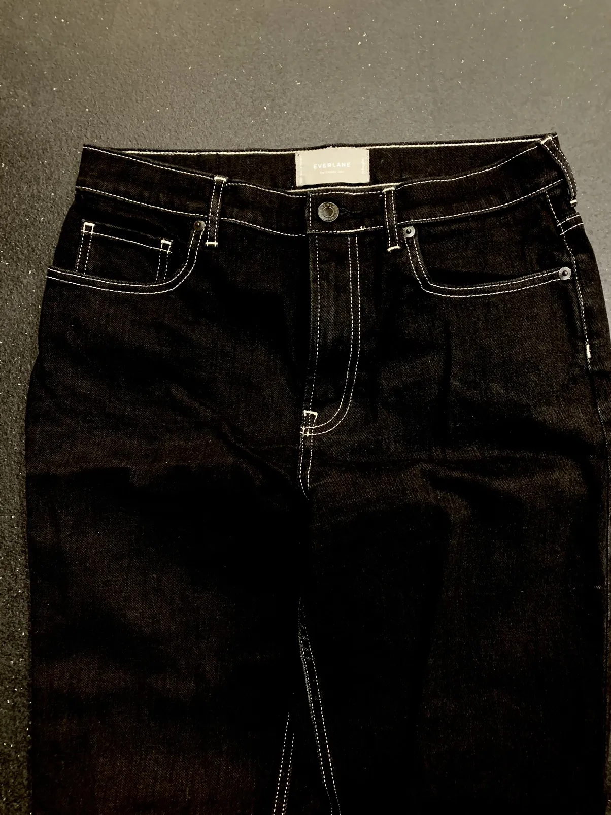 Black Denim & White Contrast Stitch Regular Jeans Fashion