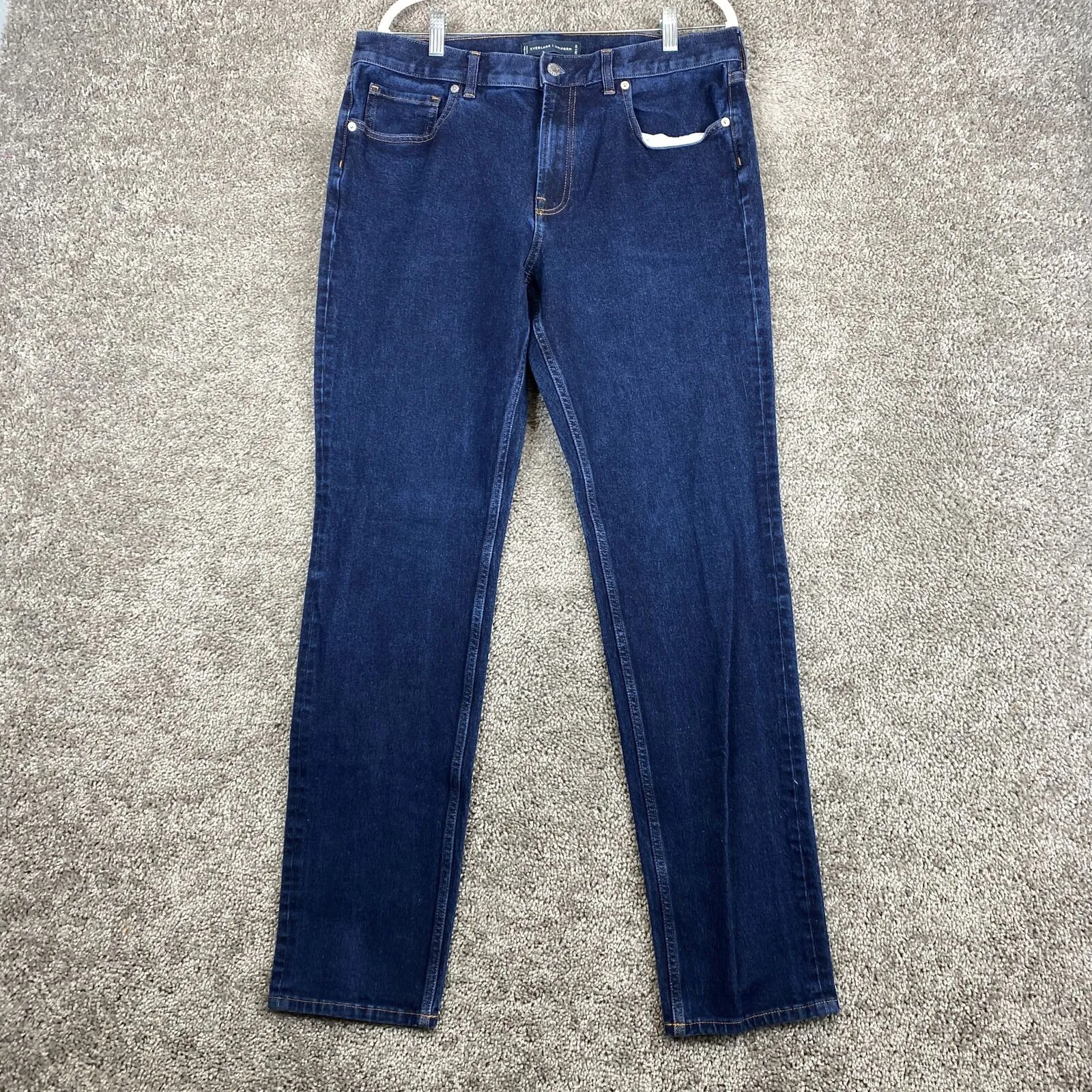 Everlane Uniform The Slim Straight Leg Jeans Men's 36x34 Blue Denim Rinse Wash
