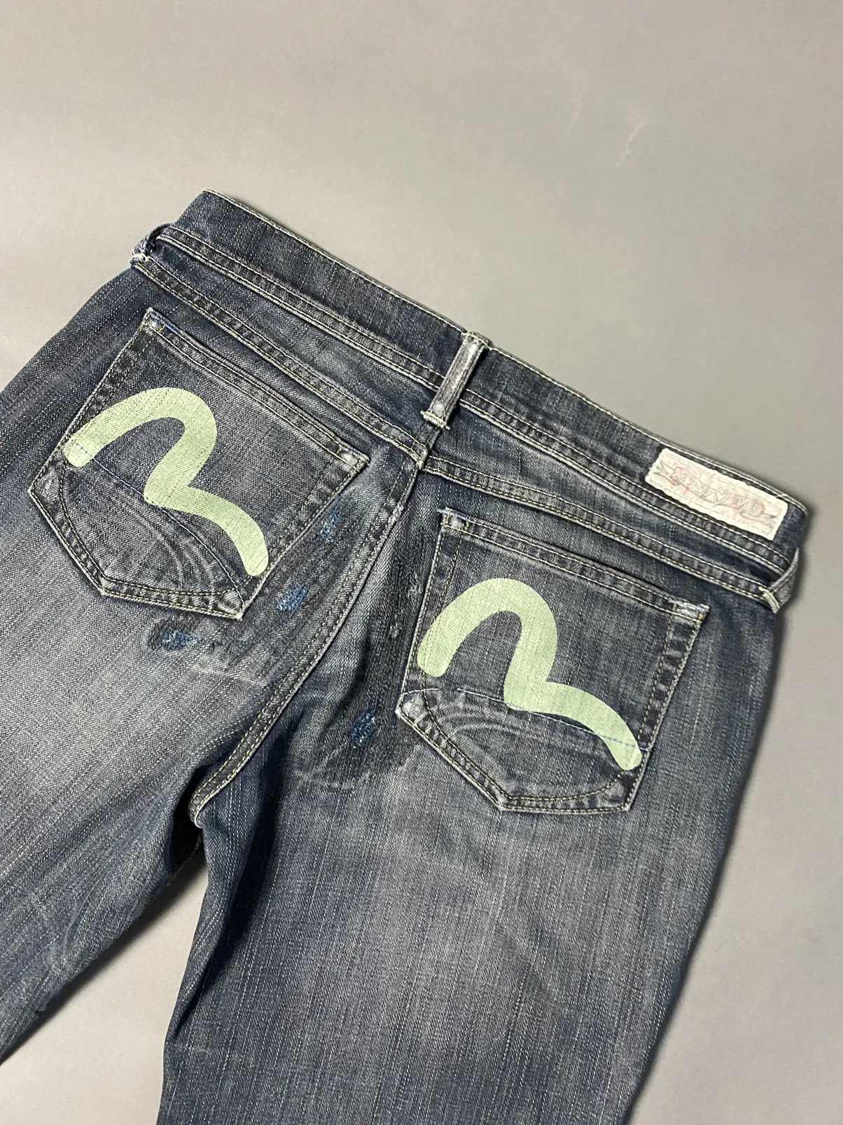 Evisu x Puma vintage grey jeans raw denim mint seagulls