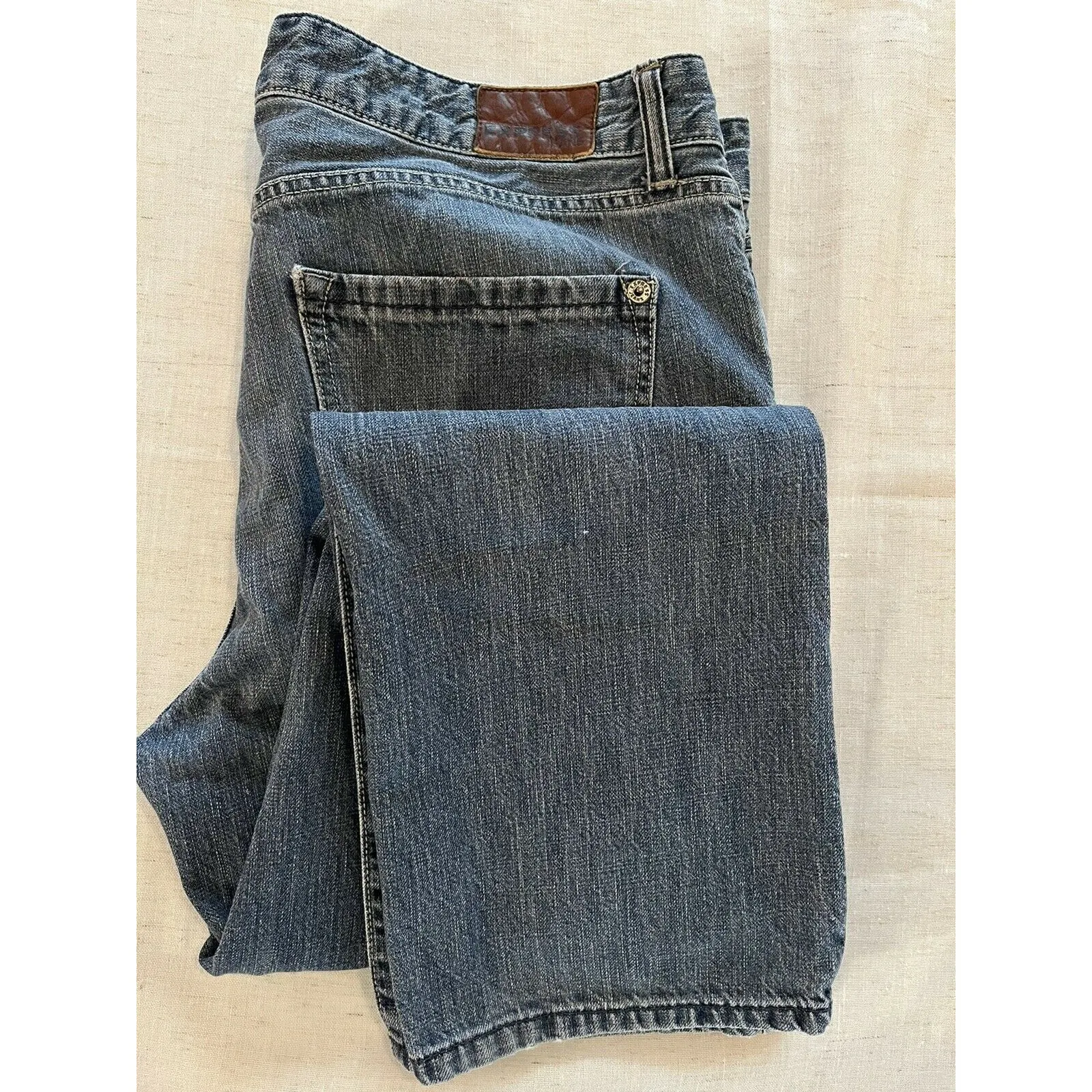 Express, High Rise Straight, Mens Denim Blue Jeans, 38x30