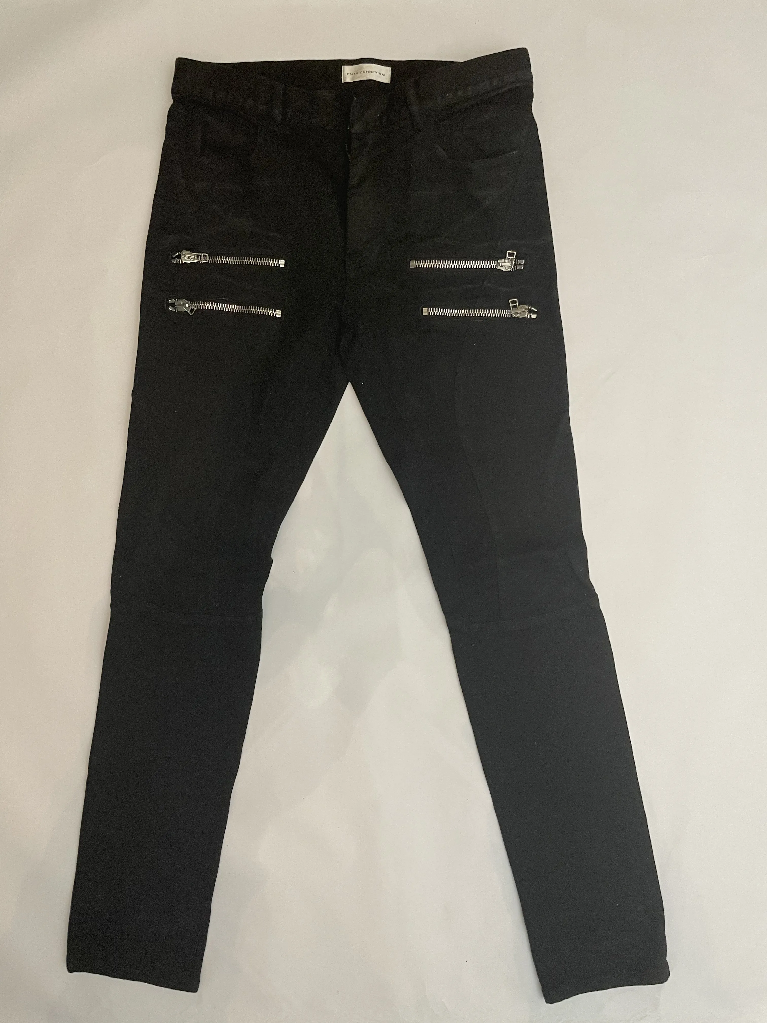 Black double zip denim