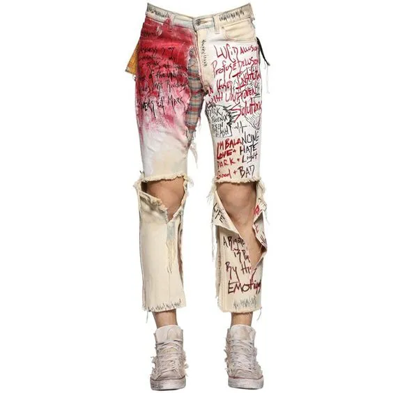 [RARE $1500] Faith Connexion Graffiti Destroyed Denim Jeans