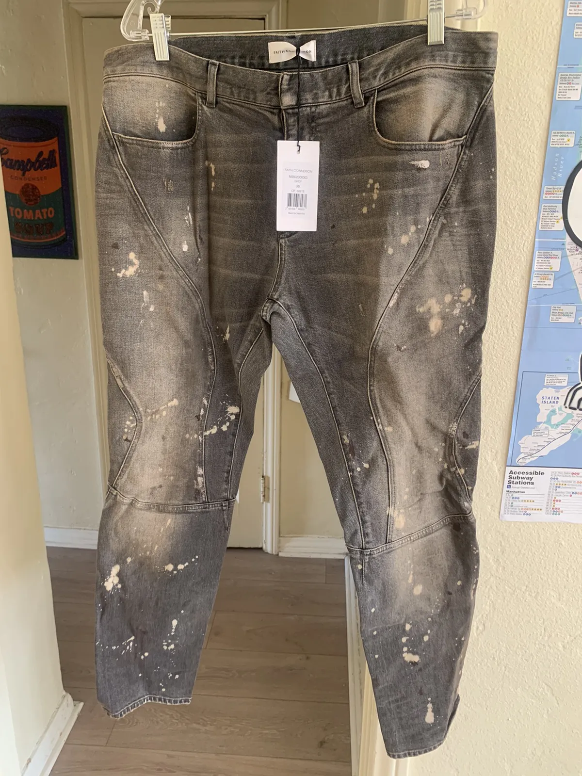 Washed Distressed Skinny Biker Jeans From Decarnin