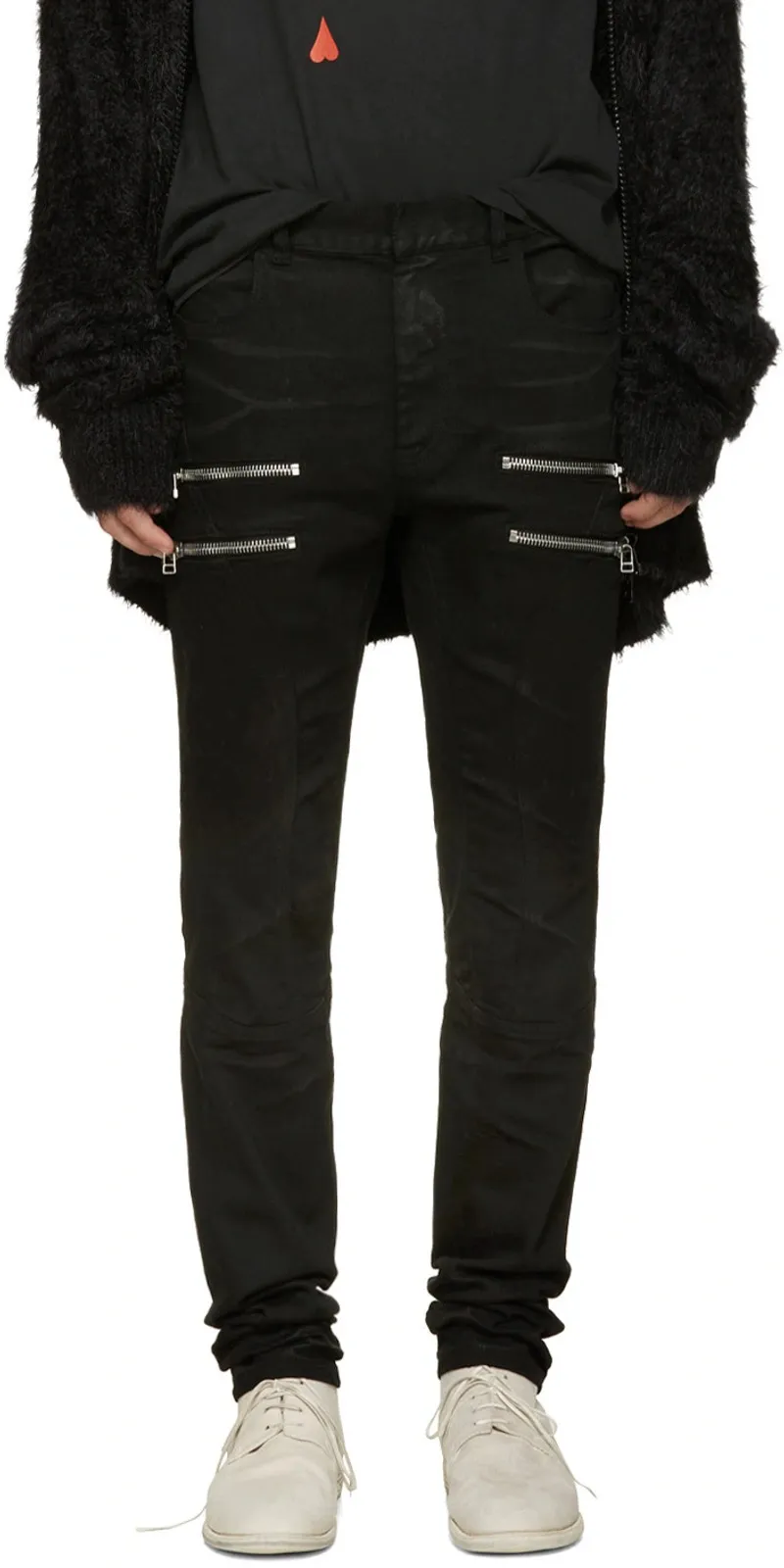 Faith Connexion Zip Coated Biker Denim