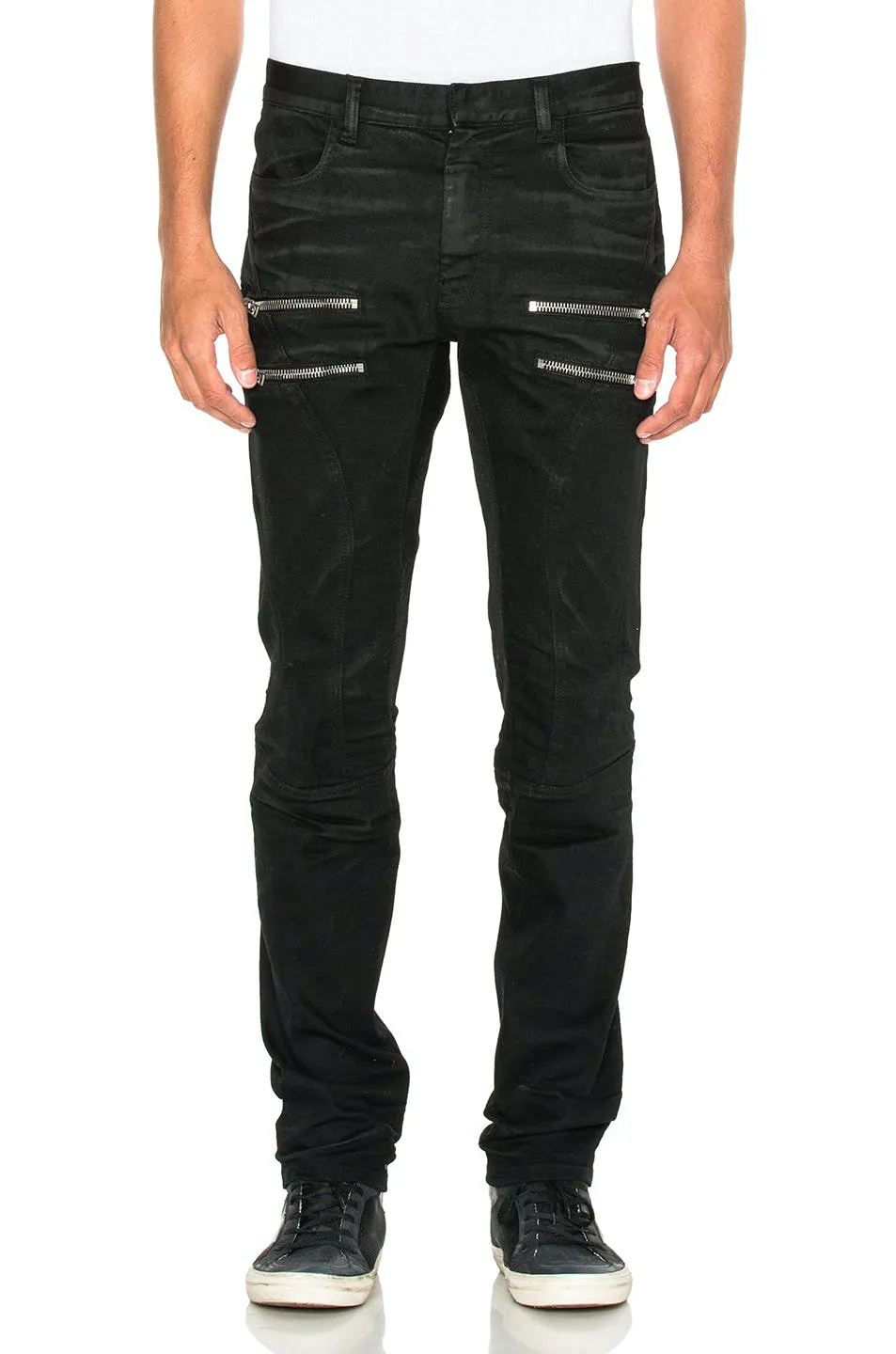BNWT AW16 FAITH CONNEXION ZIP COATED DENIM BIKER JEANS 29