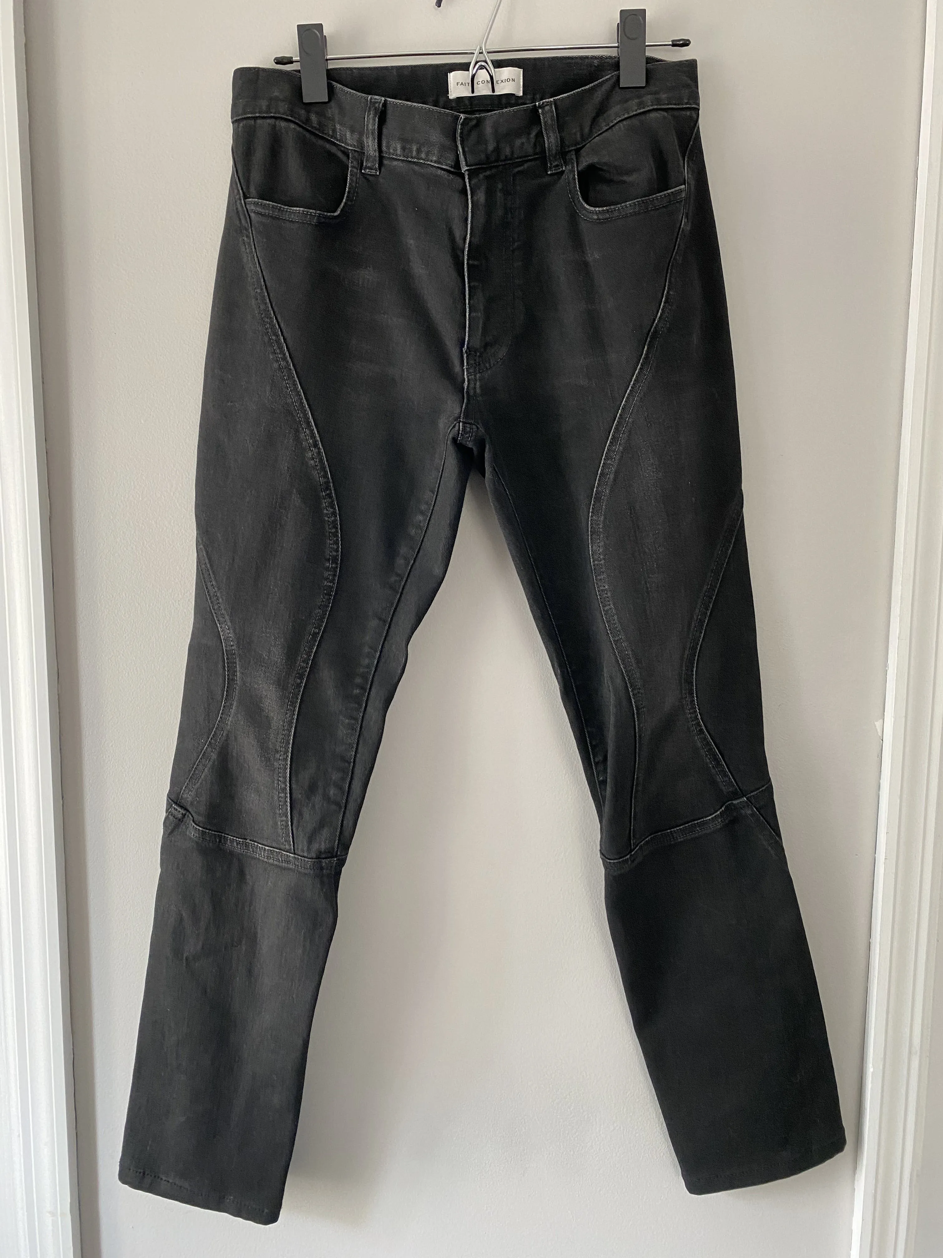 $600 Faith Connexion Grey Biker Jeans 28x28