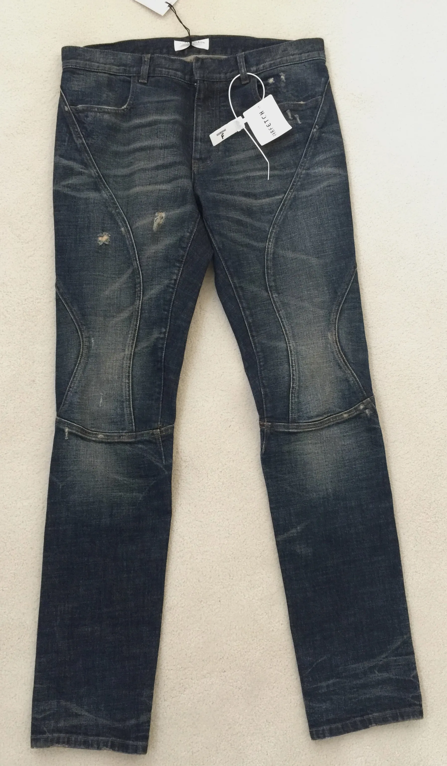 FAITH CONNEXION MENS Vintage Run Distressed Denim Jeans Pants Dark Blue Sz32$834