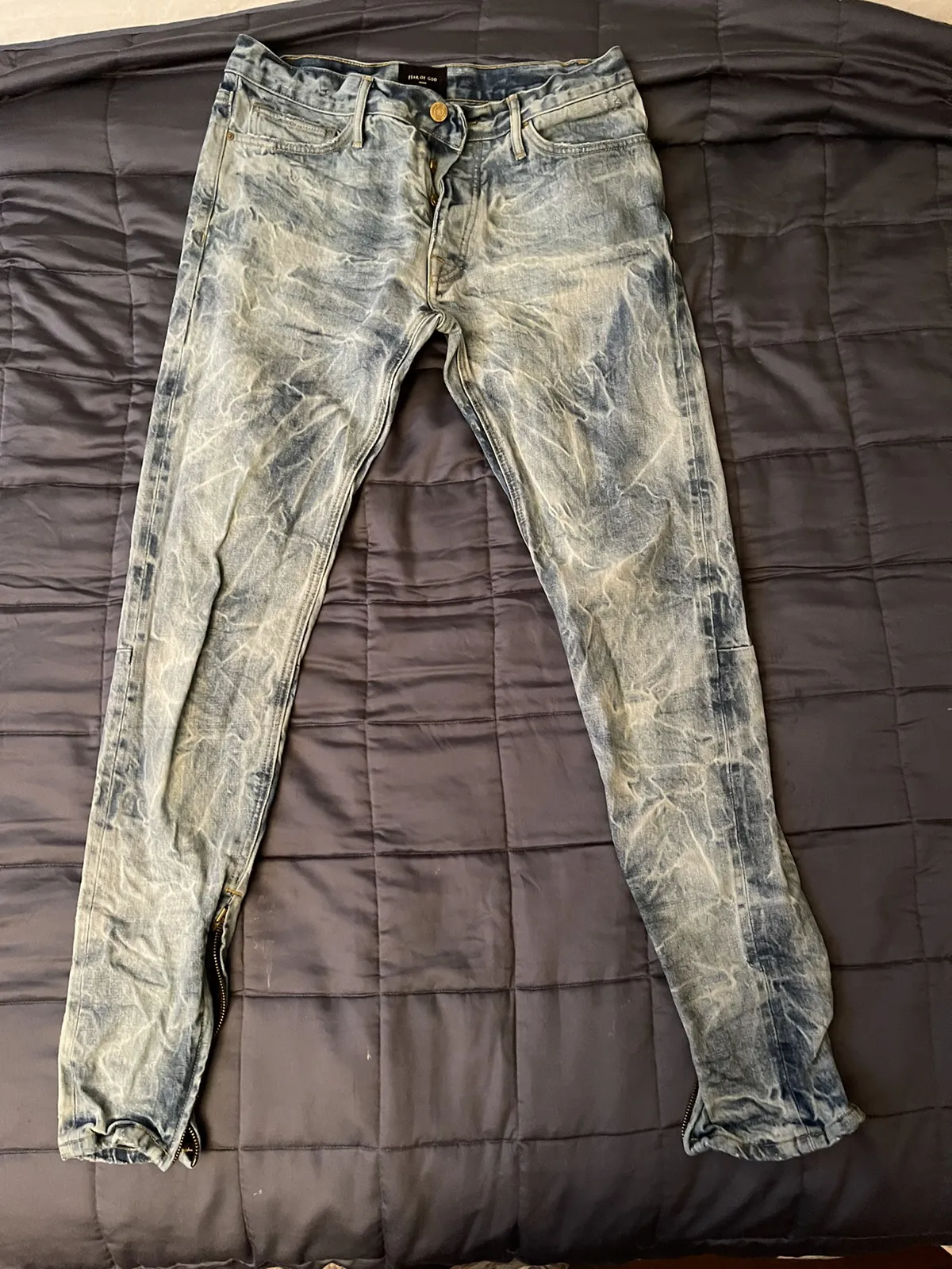 Fear of God Acid Washed Slim Fit jeans with Zip - Size 33