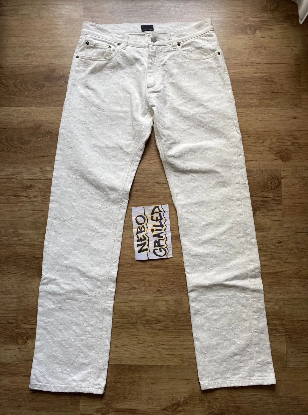 Fendi White Denim Logo Pants