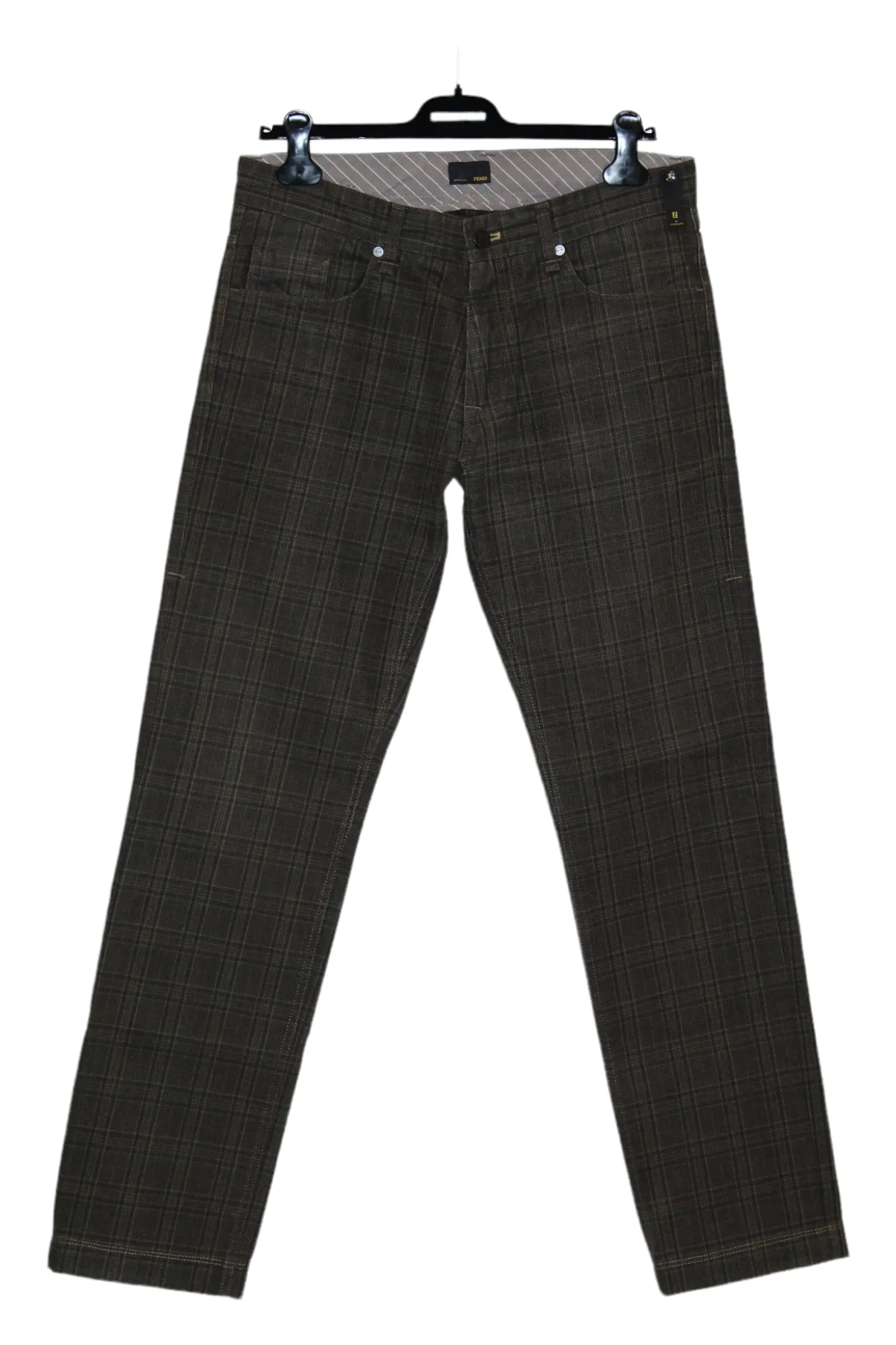 Fendi Plaid Checkered Twill Denim Pants
