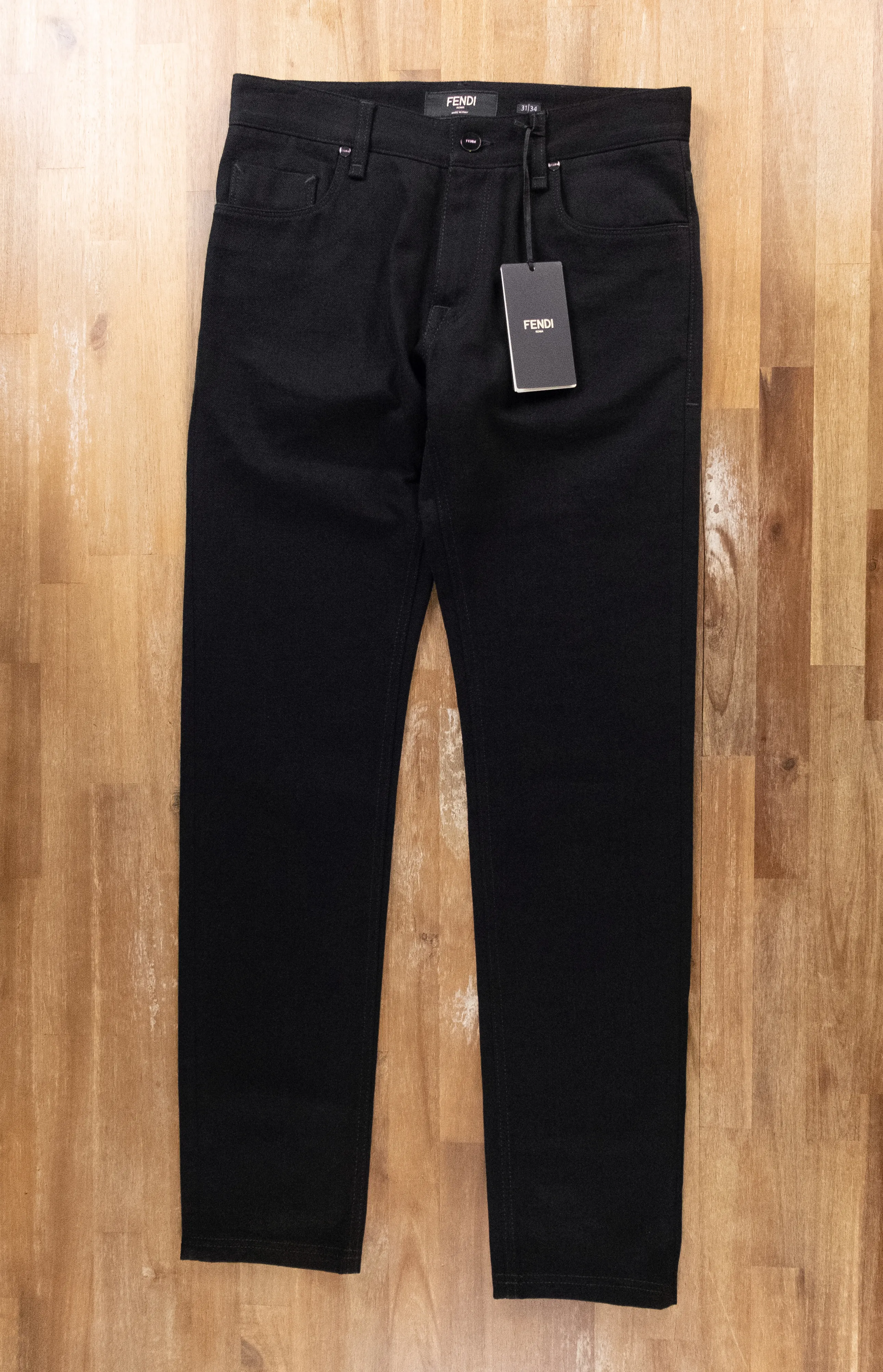FENDI black 5 pocket Jour FF logo slim fit jeans - Size 31