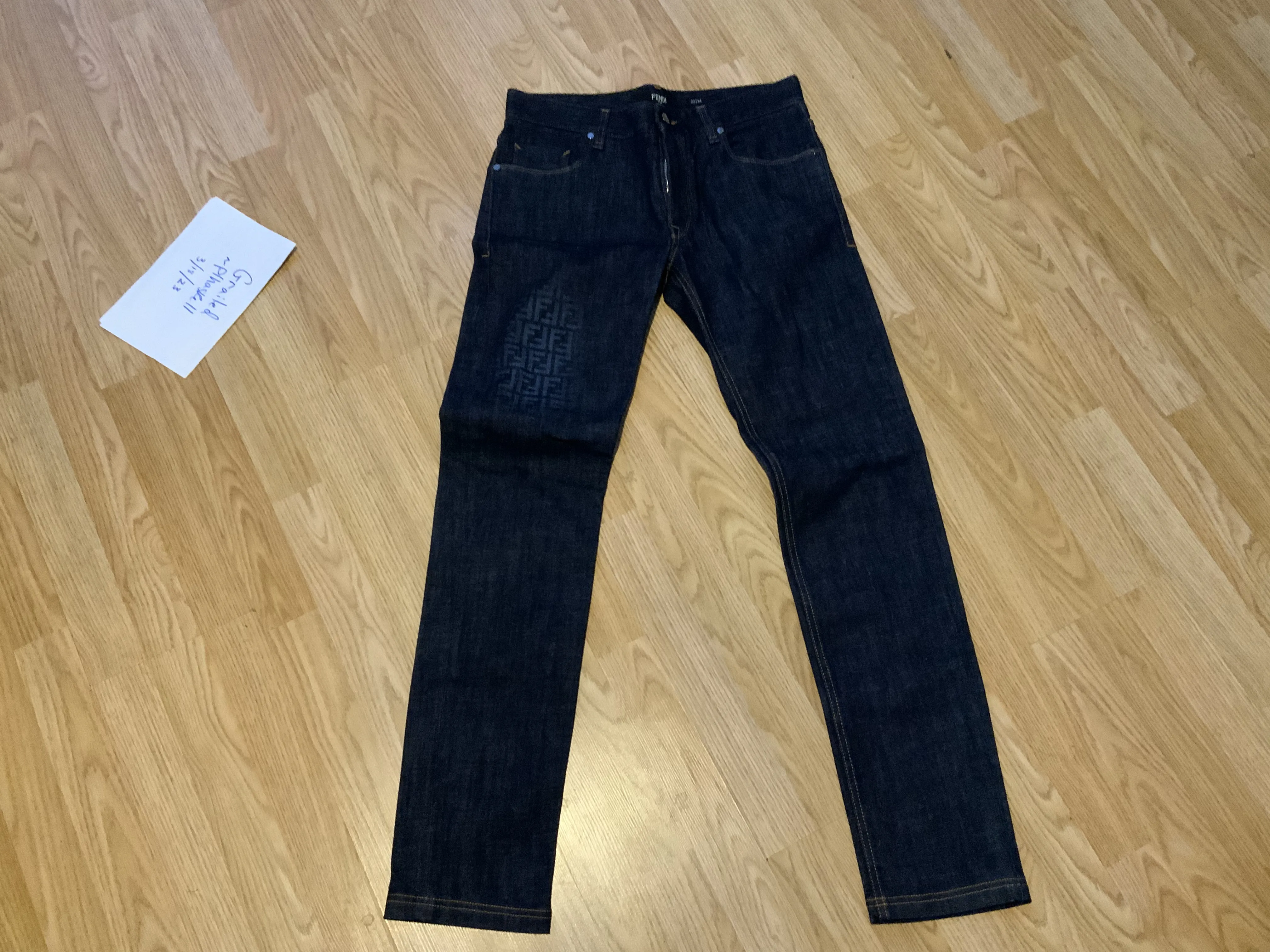 Fendi Blue Logo Jeans 32/34