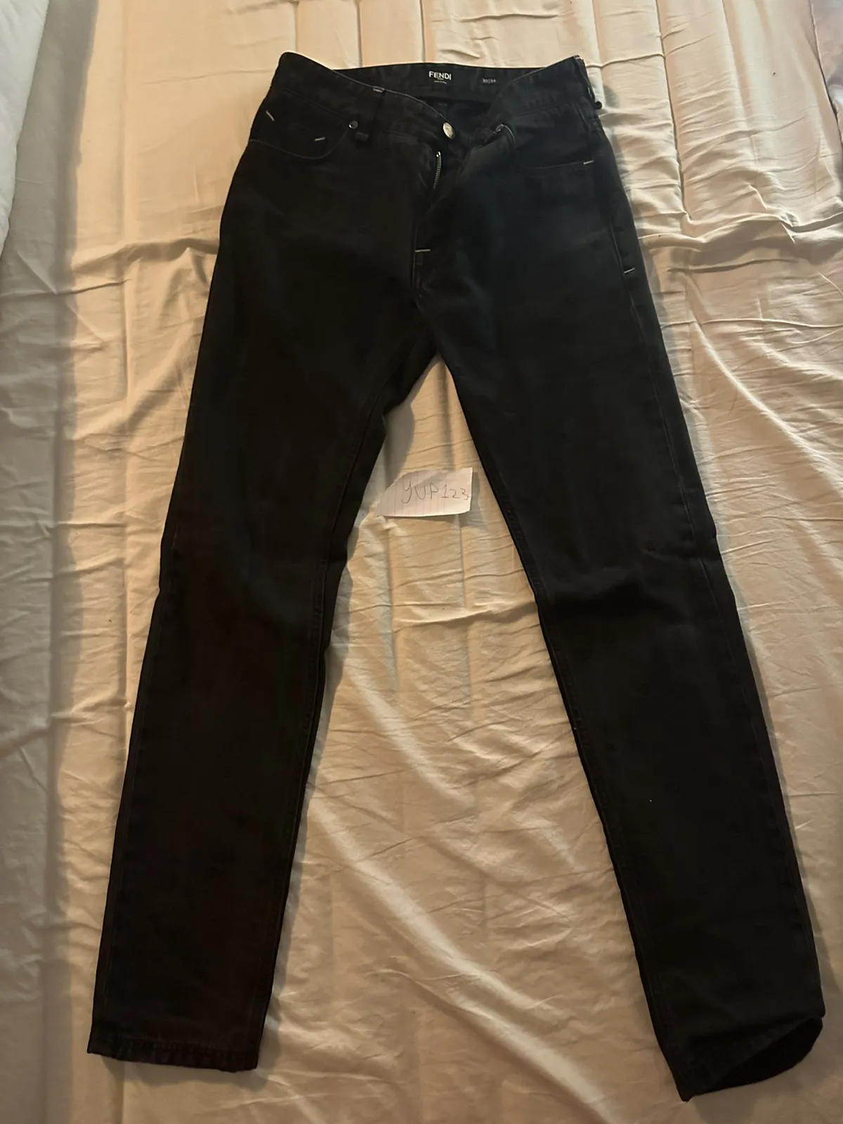 Fendi Denim Jeans Trousers Logo Print Pattern Shiny New F