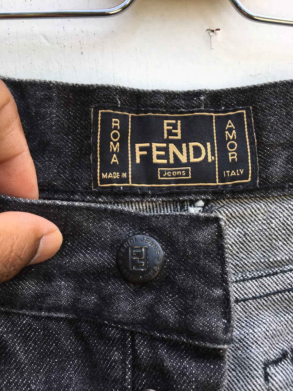 Vintage 90s FENDI Roma Glitter Jeans Size: US 36 / EU 52