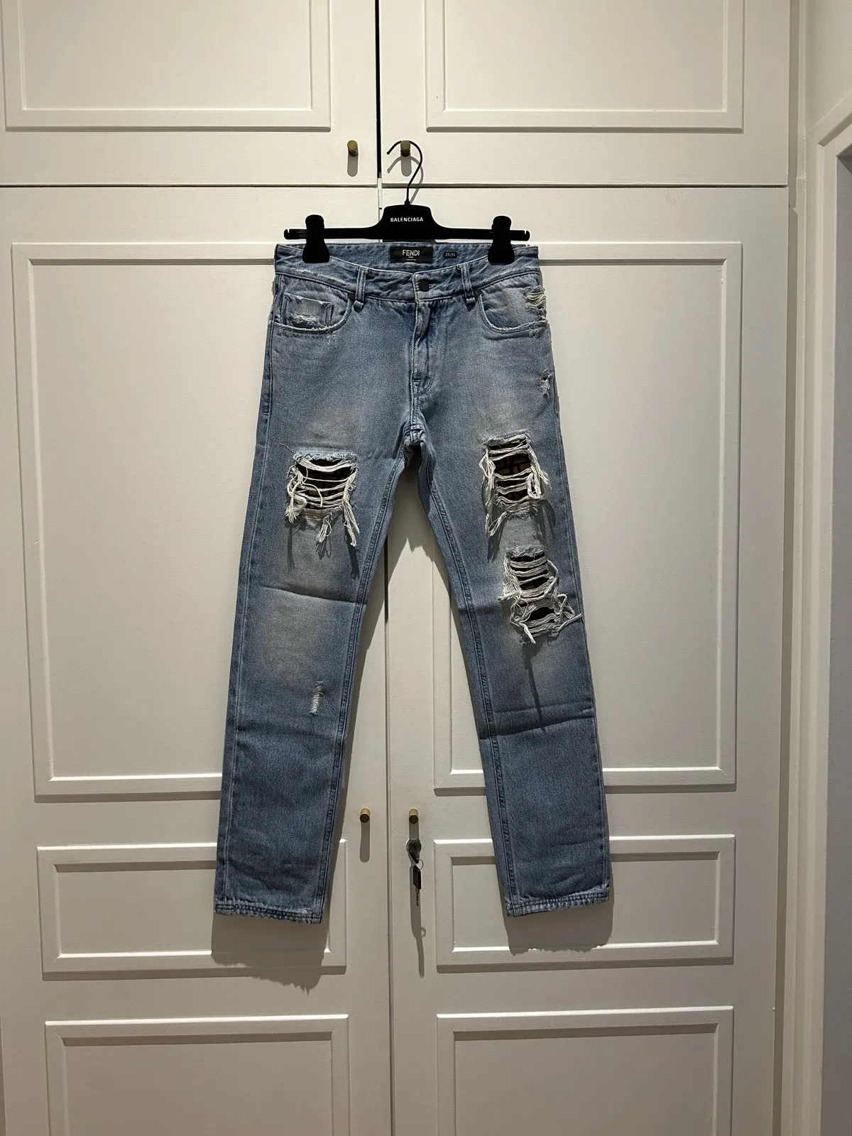 FENDI Monogram distressed denim
