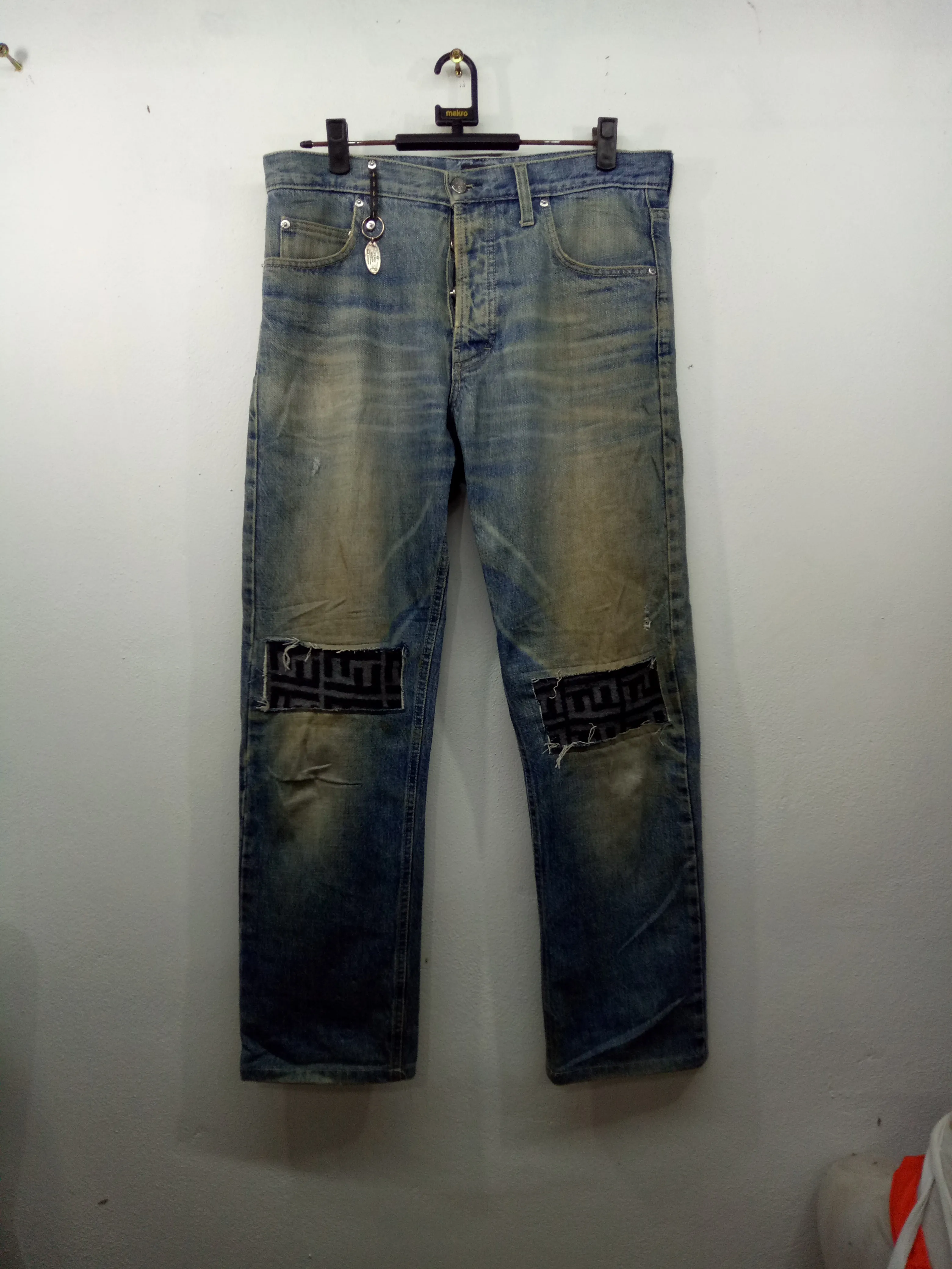 Rare !! Fendi Distressed Custom Denim Patchwork