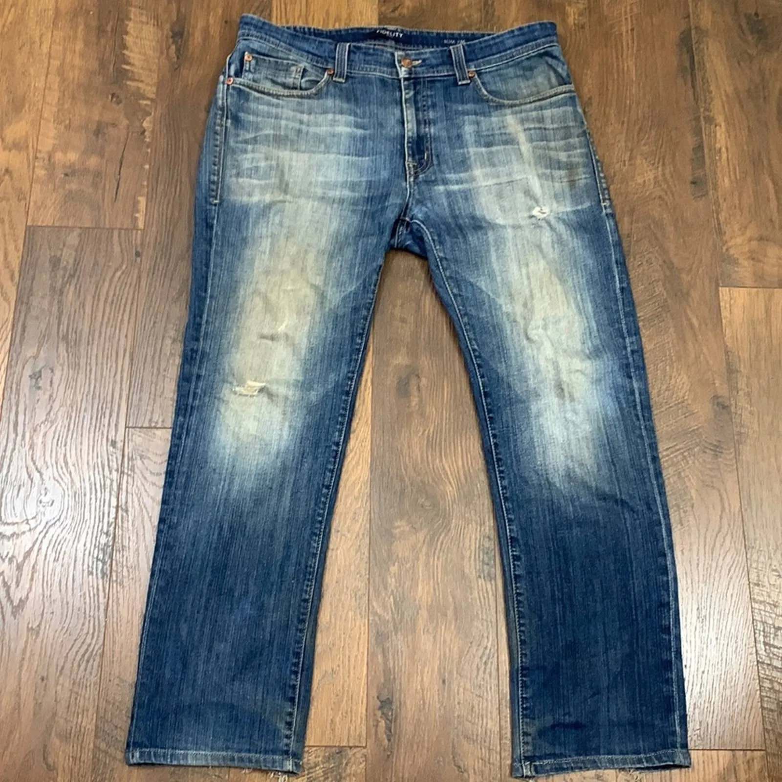 Fidelity Denim Slim Jim Tennessee Distressed Straight Jeans