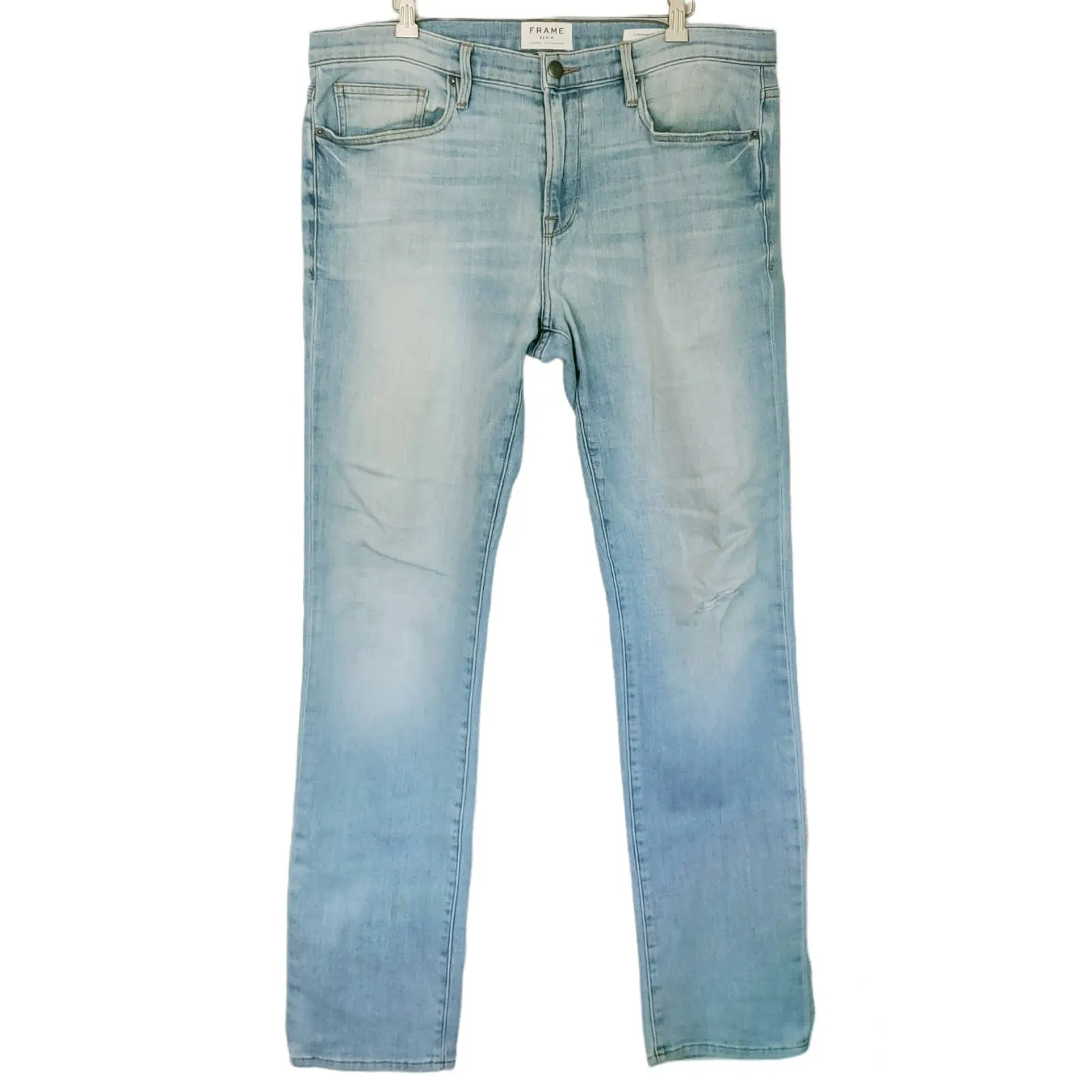 FRAME Denim L'Homme Slim fit distressed straight jeans Finn