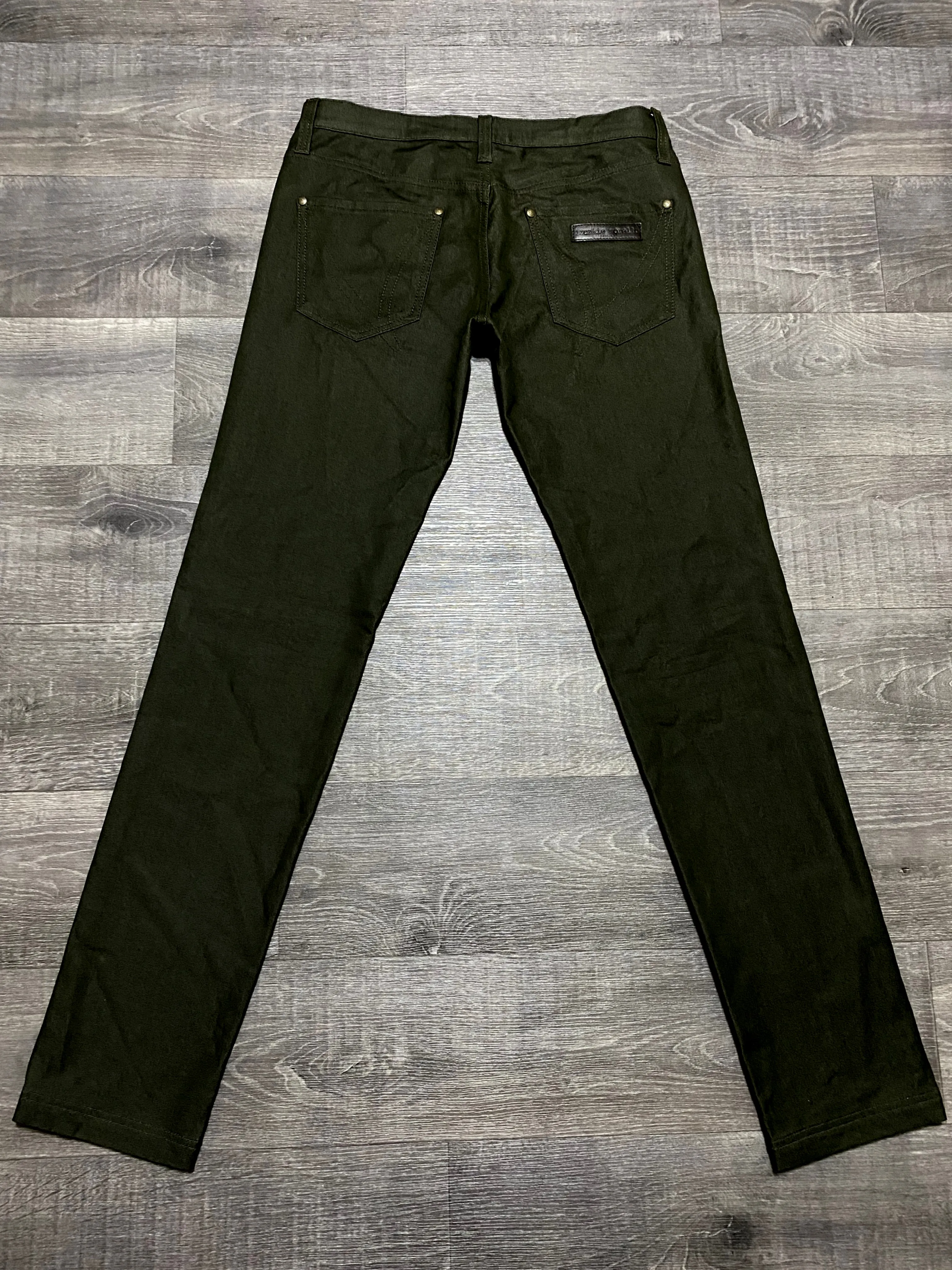 Frankie Morello Khaki Jeans Denim Leather Logo