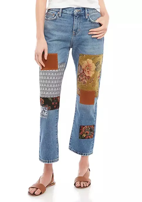 Free People Poppy Patch Straight Leg Jeans