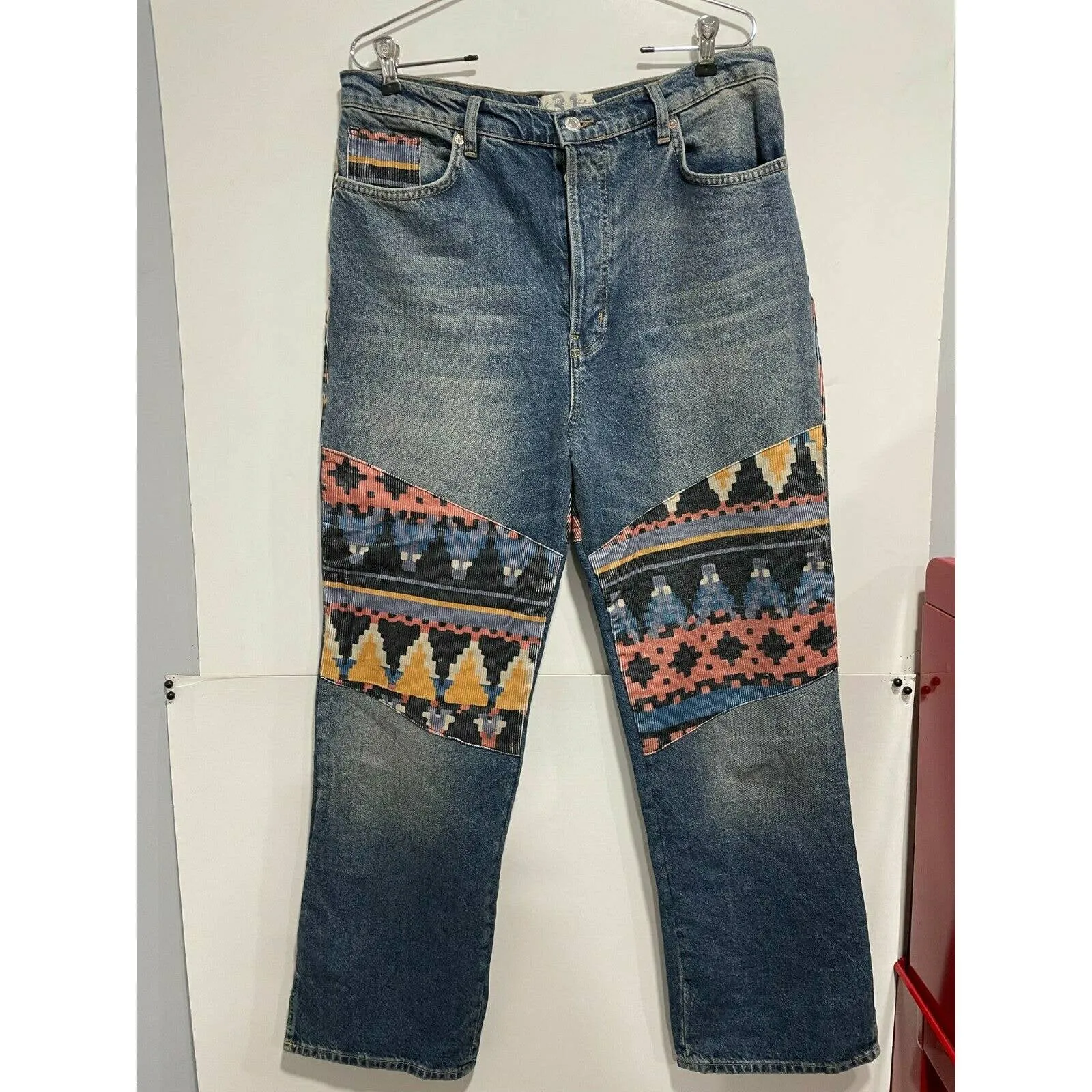 We The Free Free People Jeans Southwest Flannel Patches 31
