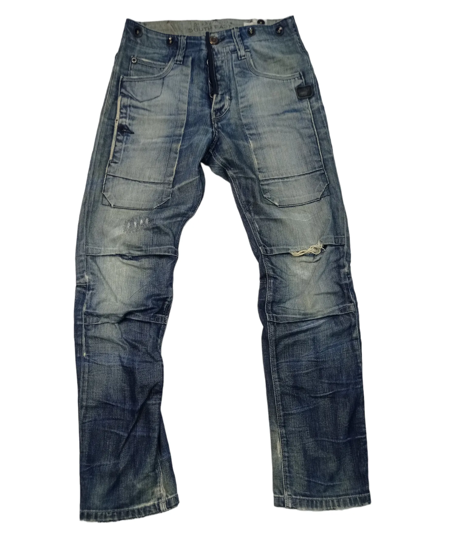 🔥rare🔥G Star Raw Buckle Back Distressed Denim Pants