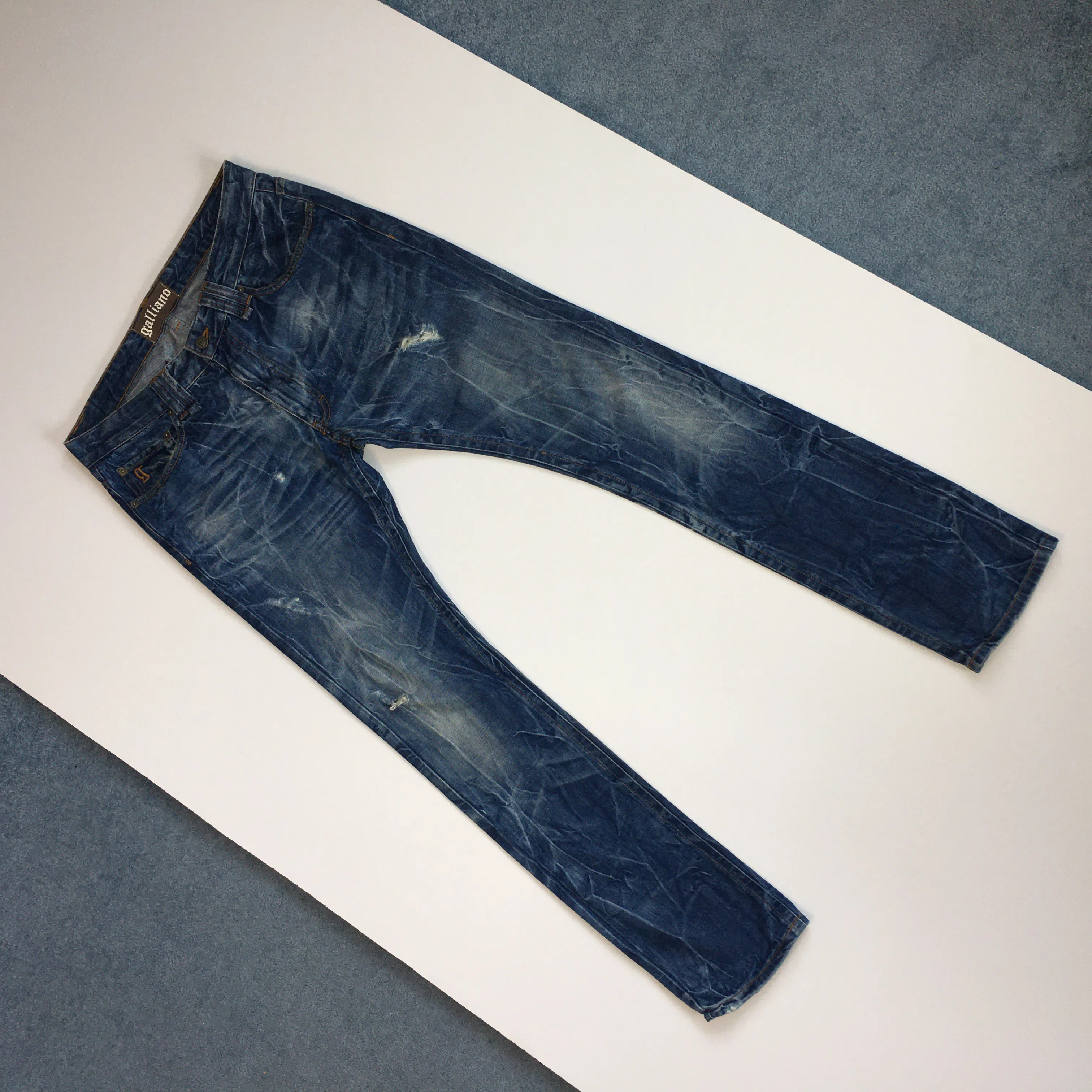 Galliano Acid Washed Denim Jeans Skinny Pants Size 32/46