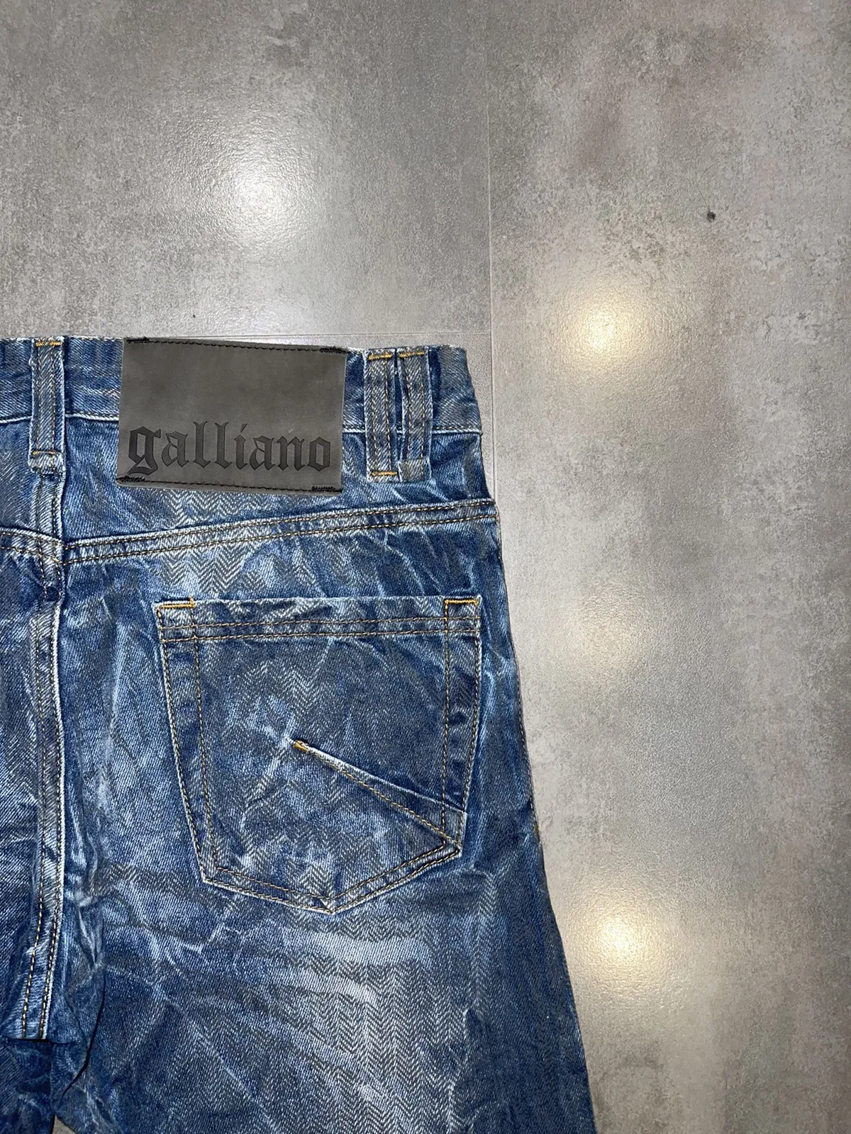 Galliano Distressed Waxed Denim Pants