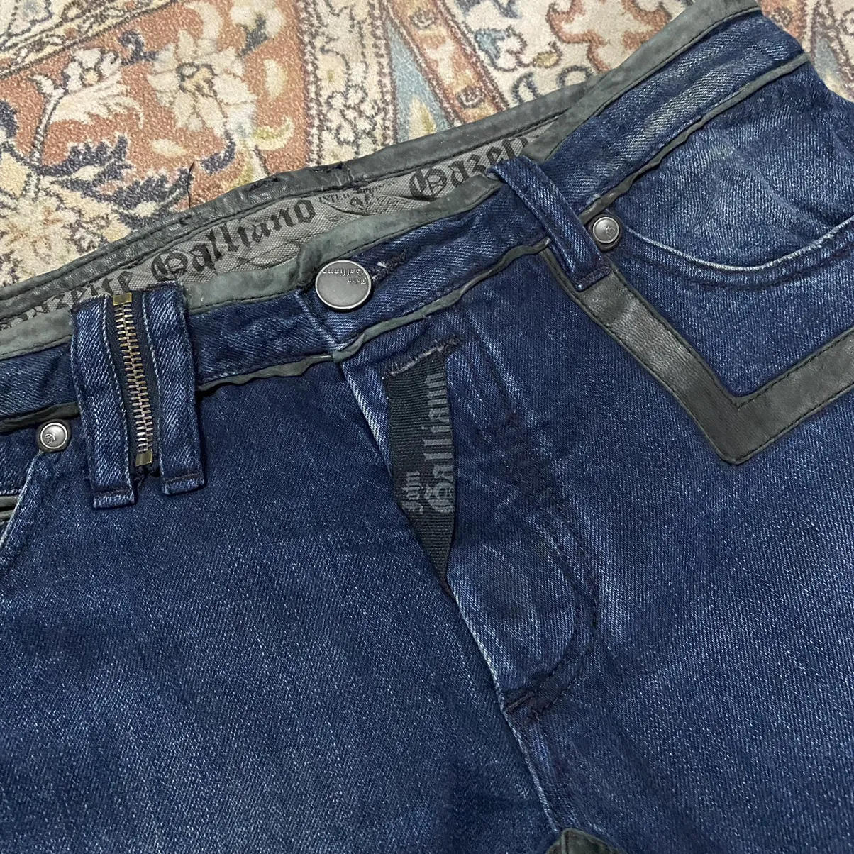 Gazette Galliano Denim Jeans Leather trimmed