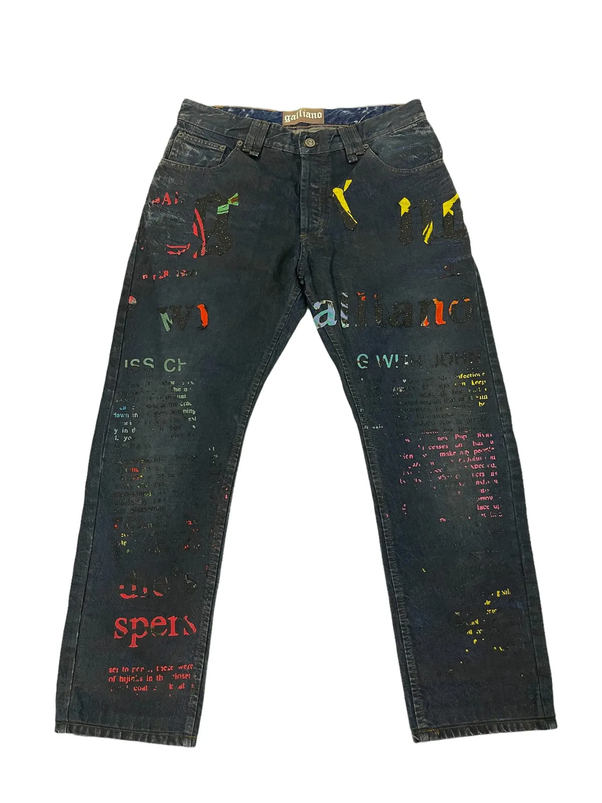 Made in Italy Galliano Newspaper Patch Jeans Regular 9🟦