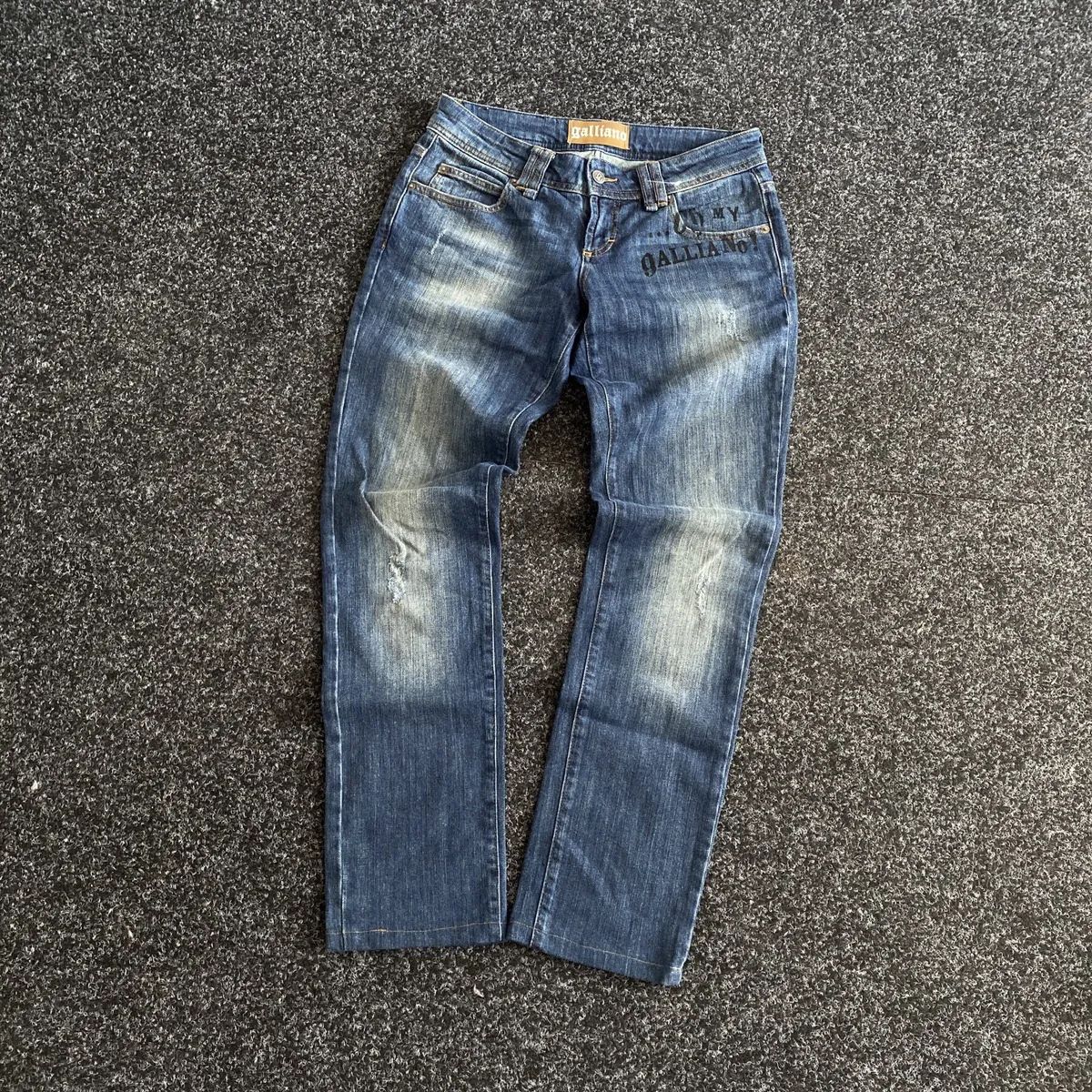 VINTAGE GALLIANO DENIM JEANS PRINT LOGO
