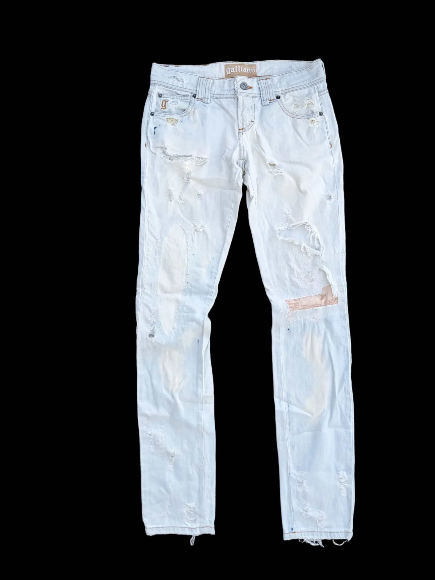 ⚡Galliano Washed Denim Distressed Patchwork Jeans