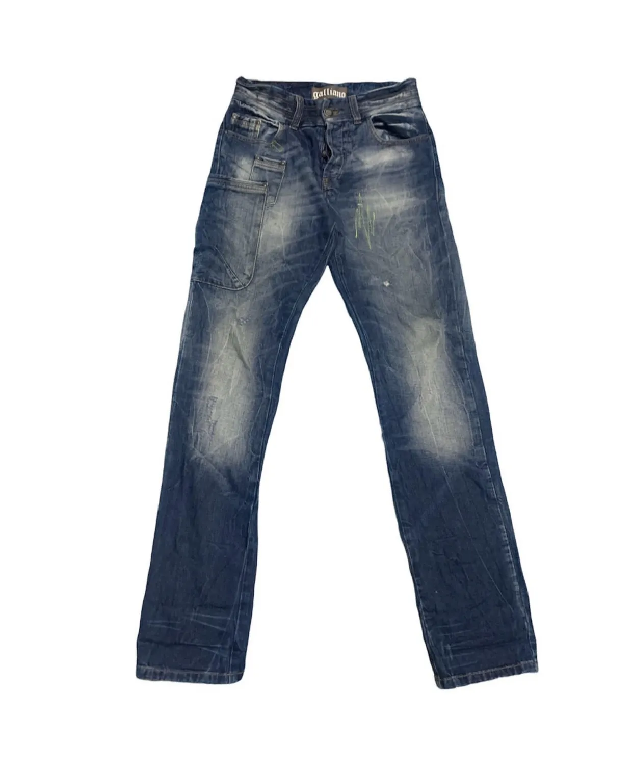 Galliano Washed Denim Multipocket Jeans